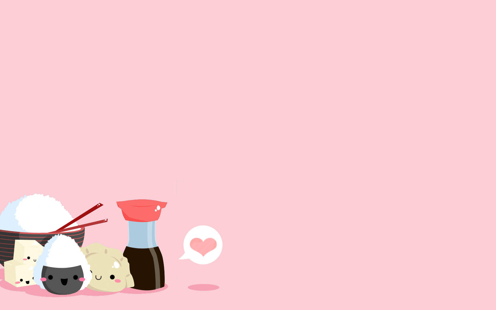 Søde madvarer og krydderier på kawaii lyserød baggrund Wallpapers