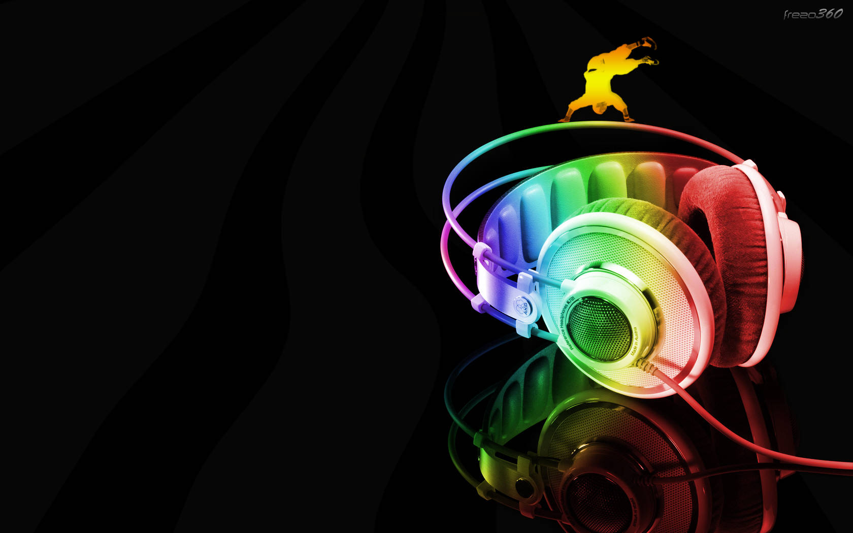 Søde musikregnbue-neonhovedtelefoner Wallpapers