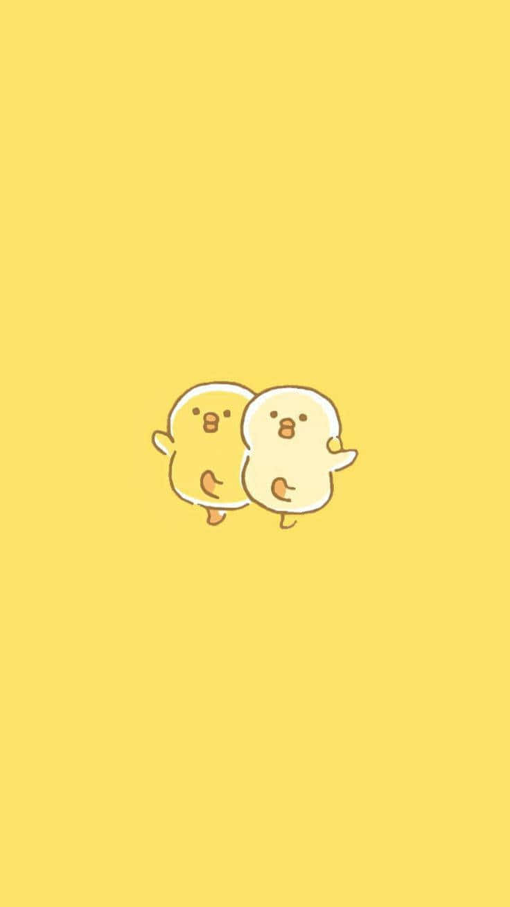 Søde pastelgule dansende kyllinger Wallpapers