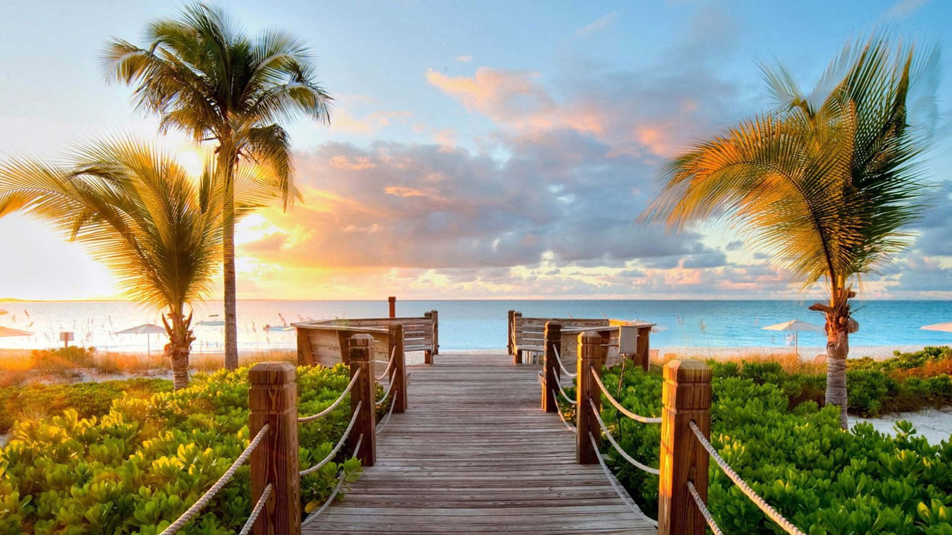 Søde sommerbådebroer ved stranden Wallpapers