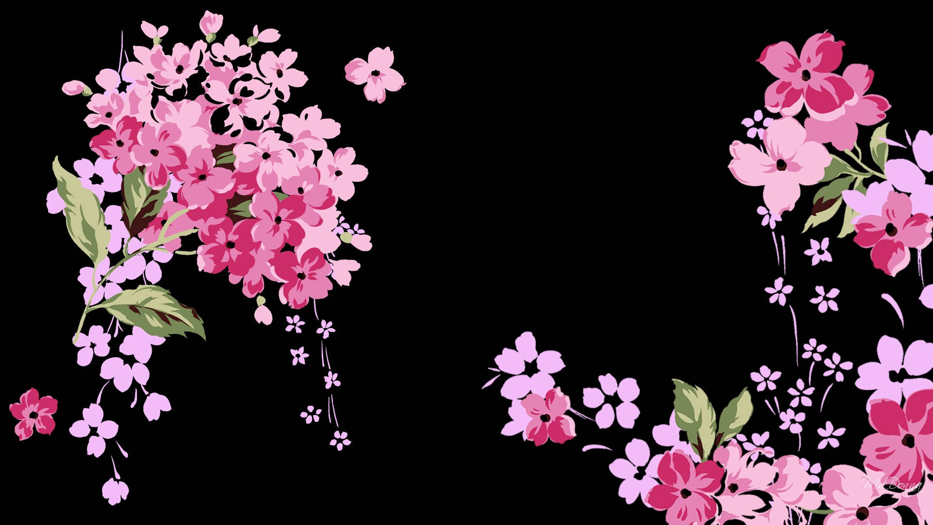 Søde sorte lyserøde blomster Wallpapers