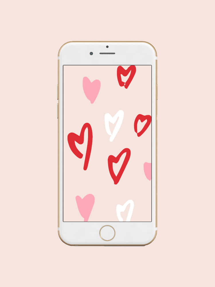 Søde Valentinshjerter Telefon Illustration Wallpapers