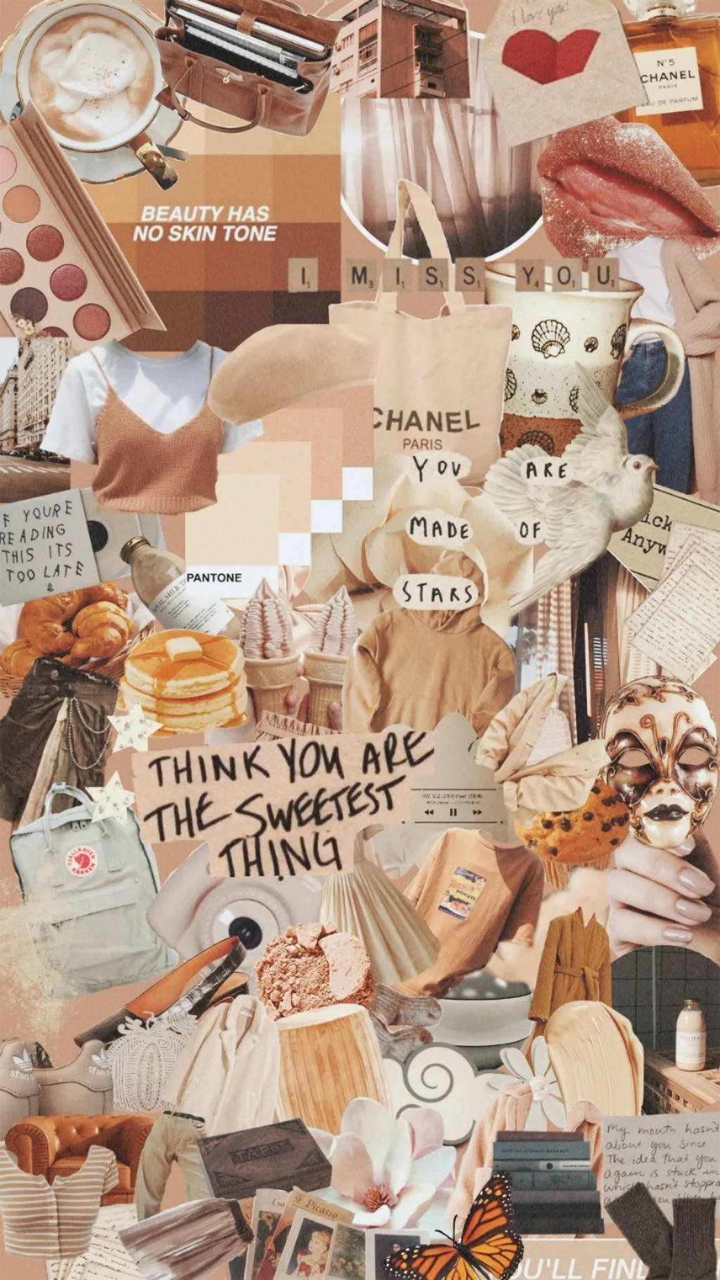 Sødeste Ting Beige Æstetisk Collage Wallpapers