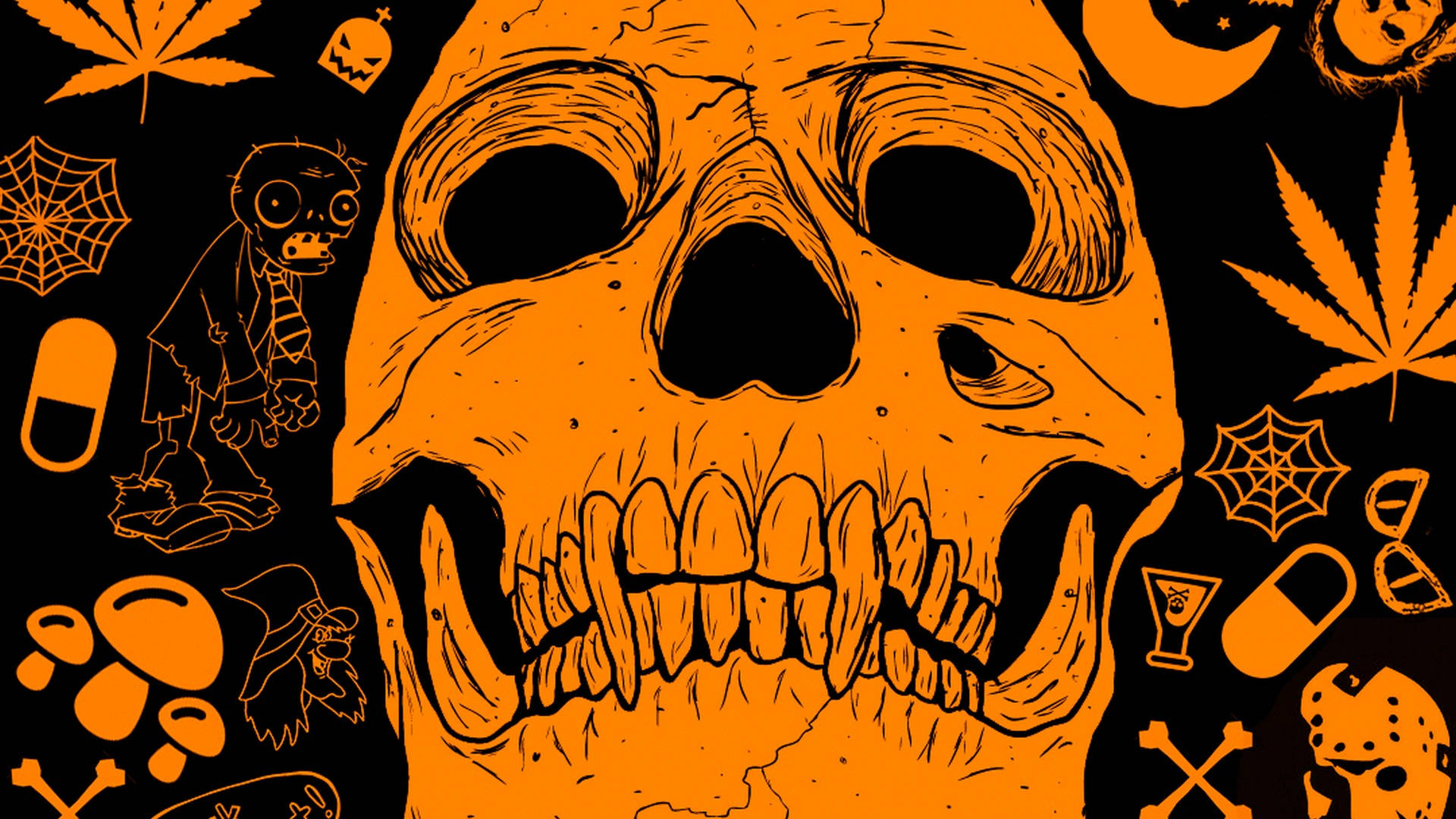 Sødt æstetisk Halloween-kranium Wallpapers