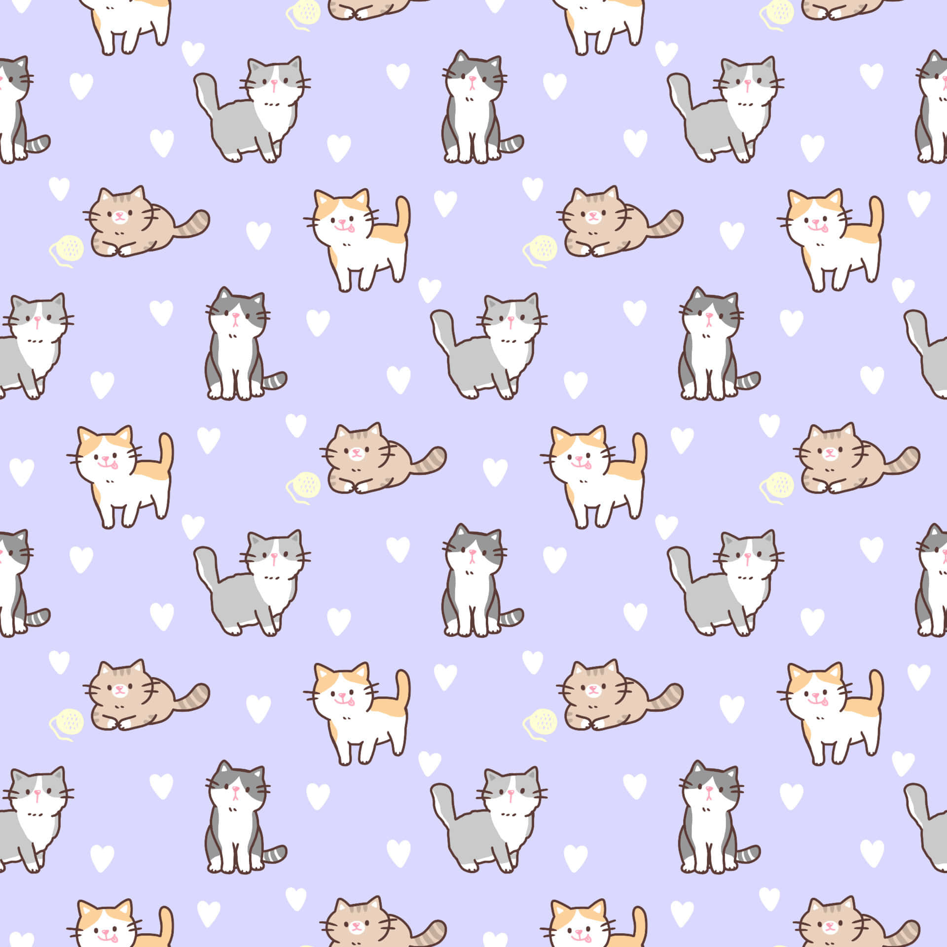 Sødt kattemønster med lilla baggrund Wallpapers