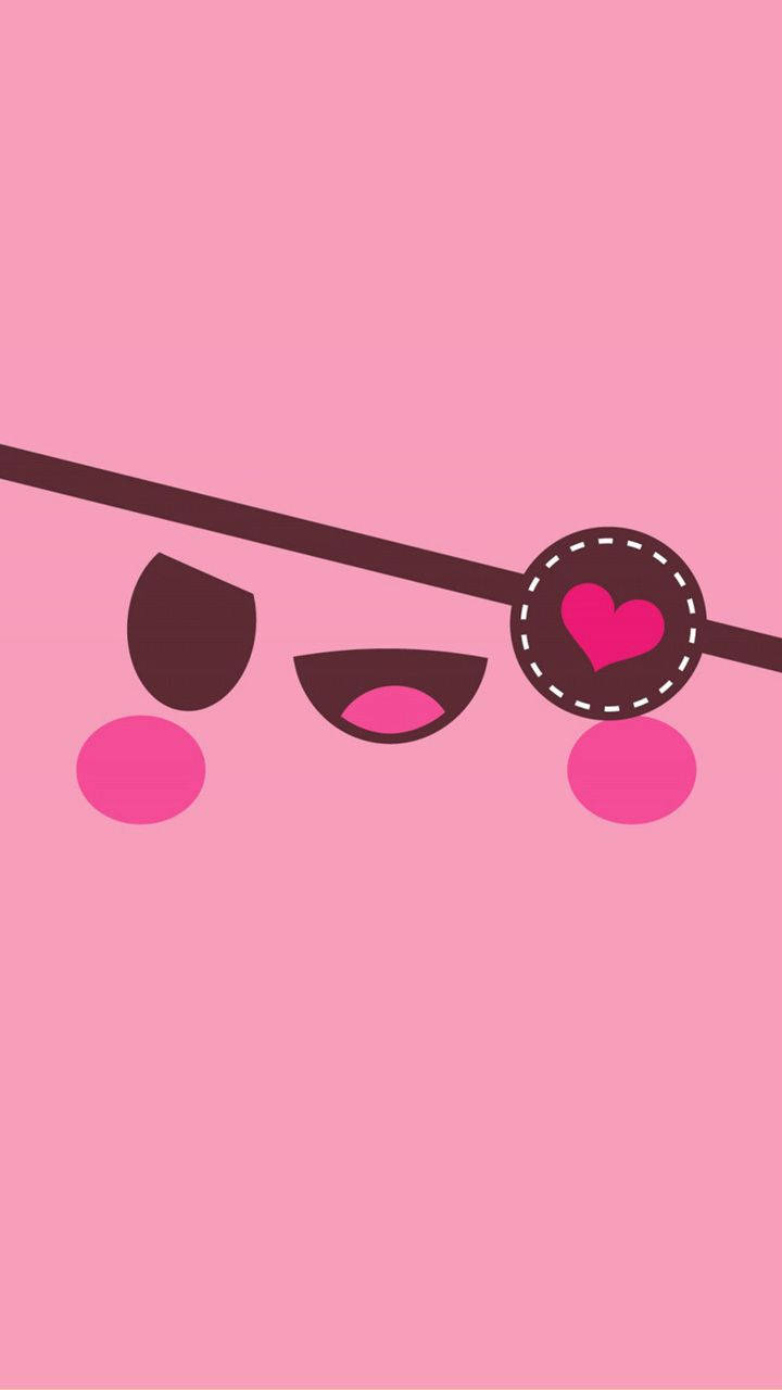 Sødt Kawaii Pigepatch med Hjerte Wallpapers
