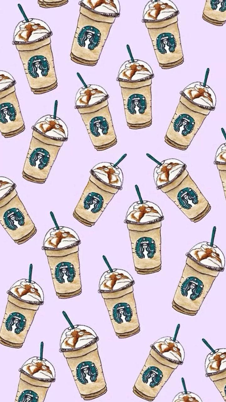 Sødt Starbucks-karameldrik-mønster Wallpapers