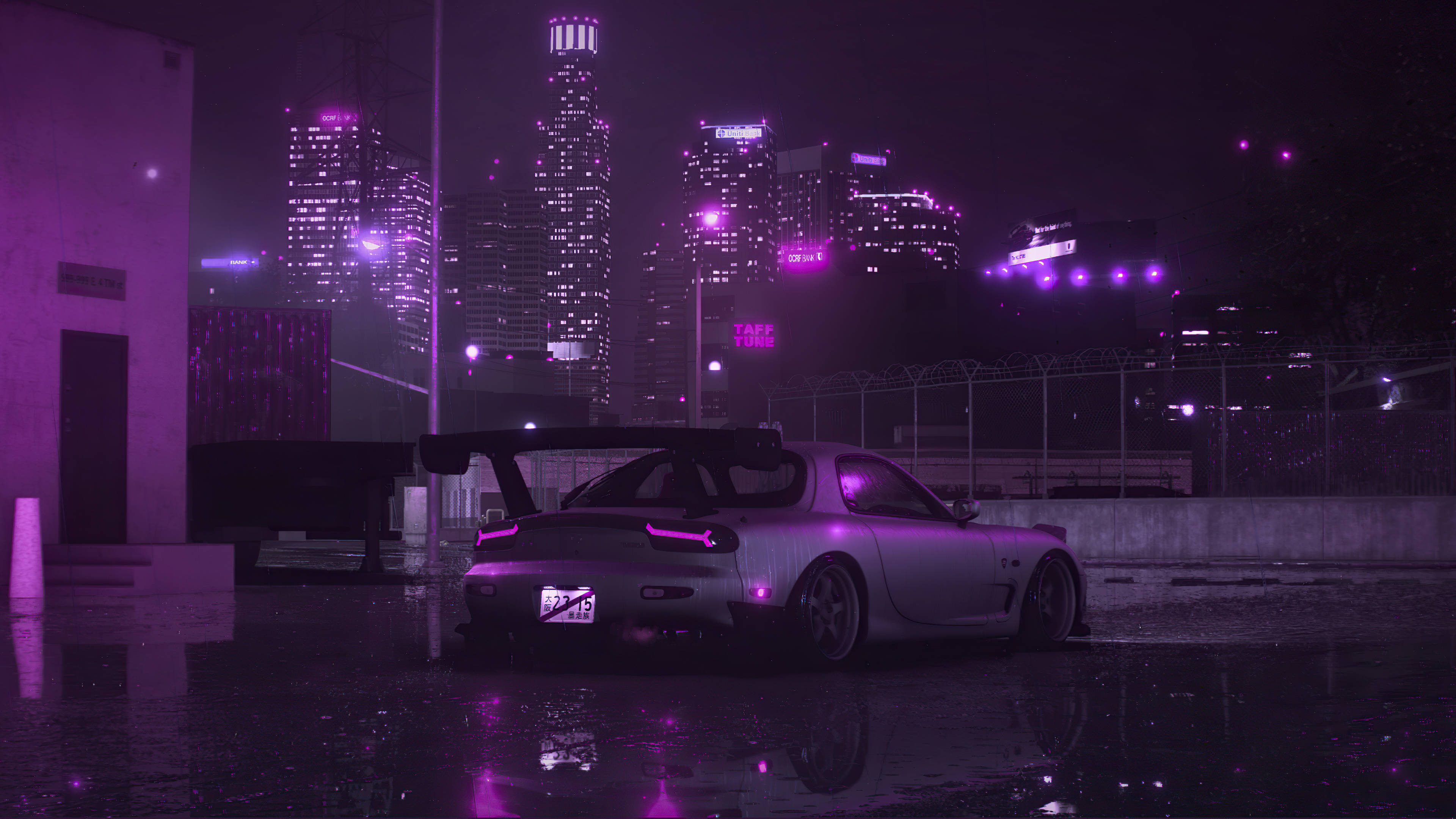 Sølv RX7 og Lilla By Wallpapers