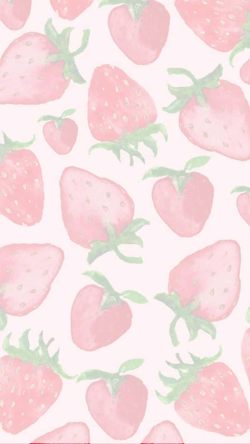 Sømløs lyserød pastel sød jordbær Wallpapers