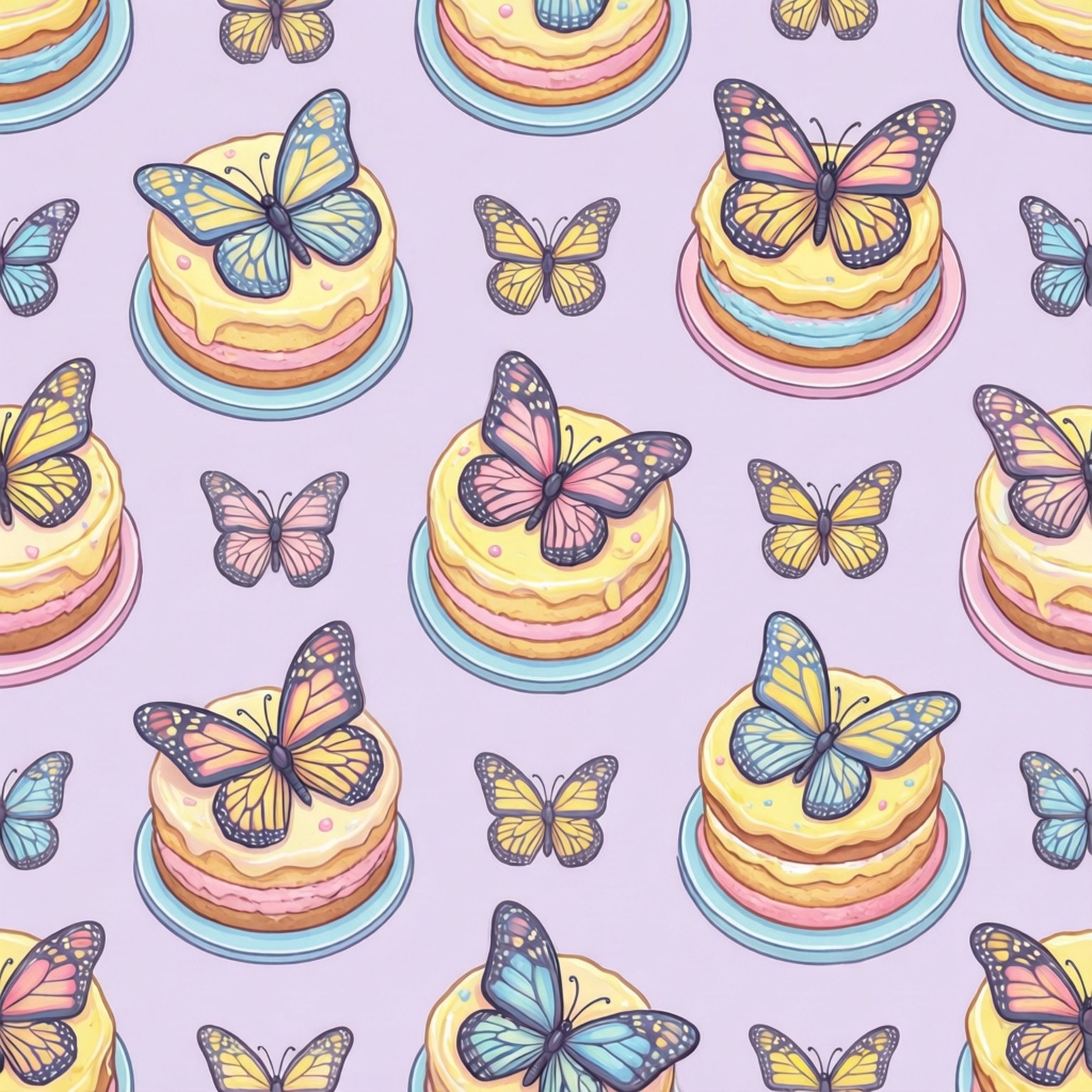 Sømløst sommerfuglekagemønster Wallpapers