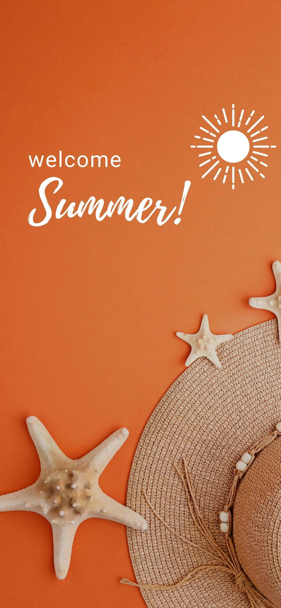 Solhat På Orange Bord iPhone X Sommerbaggrund Wallpapers