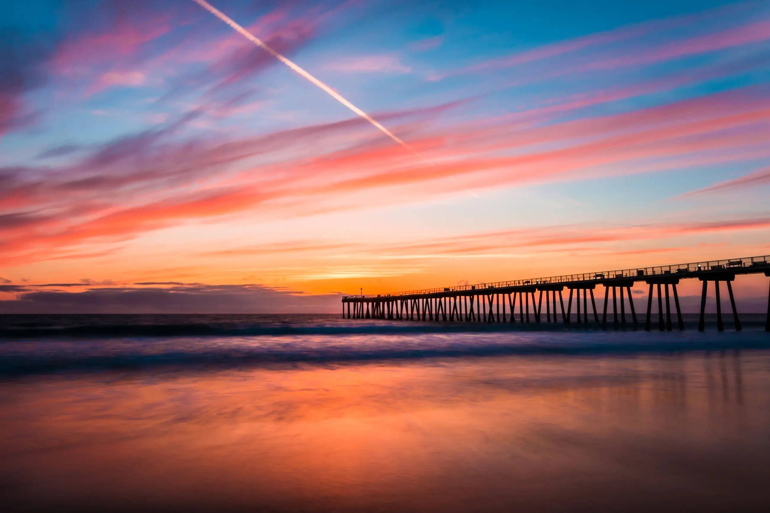 Solnedgang over Hermosa Pier Los Angeles Wallpapers