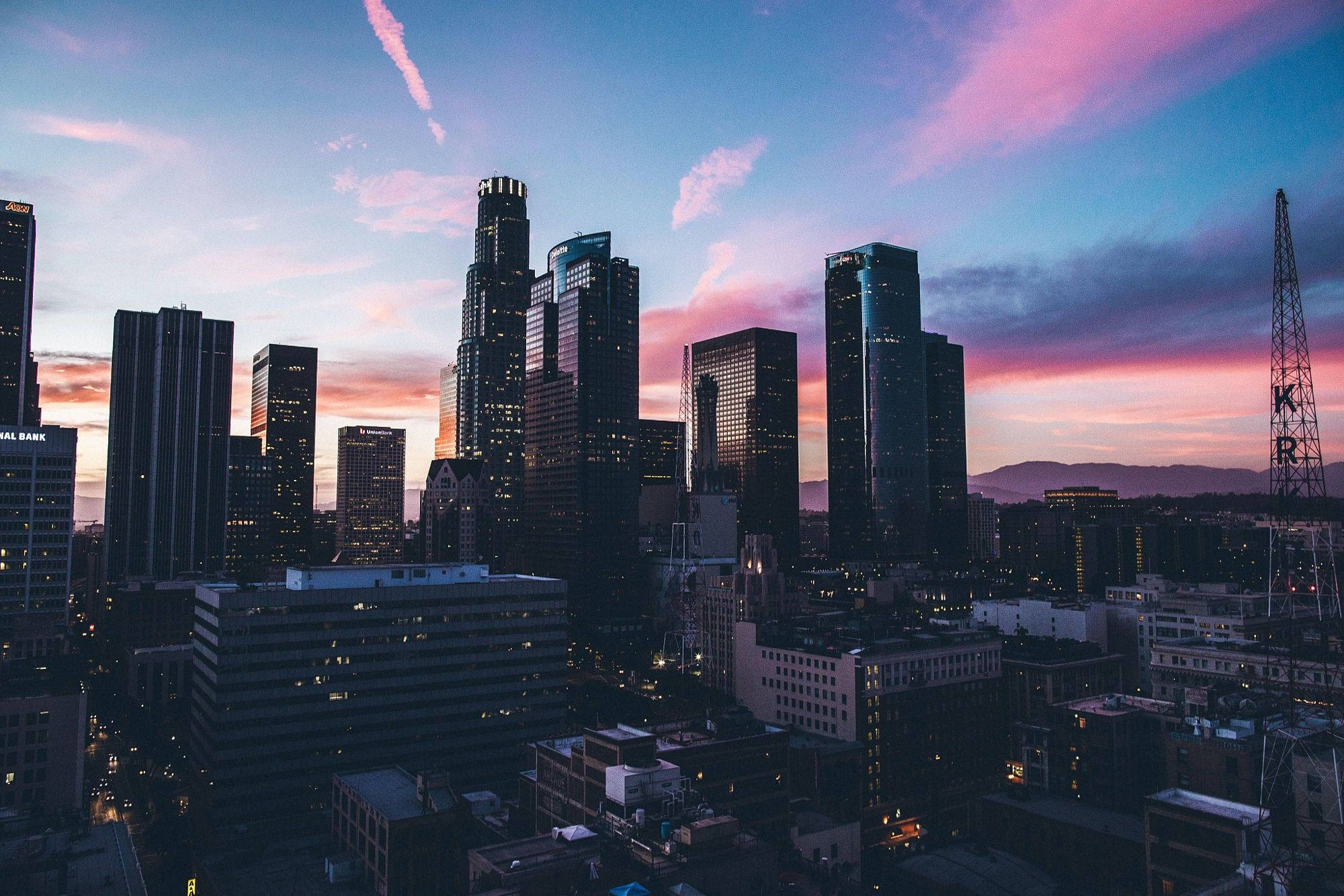Solnedgang over Downtown Los Angeles Wallpapers