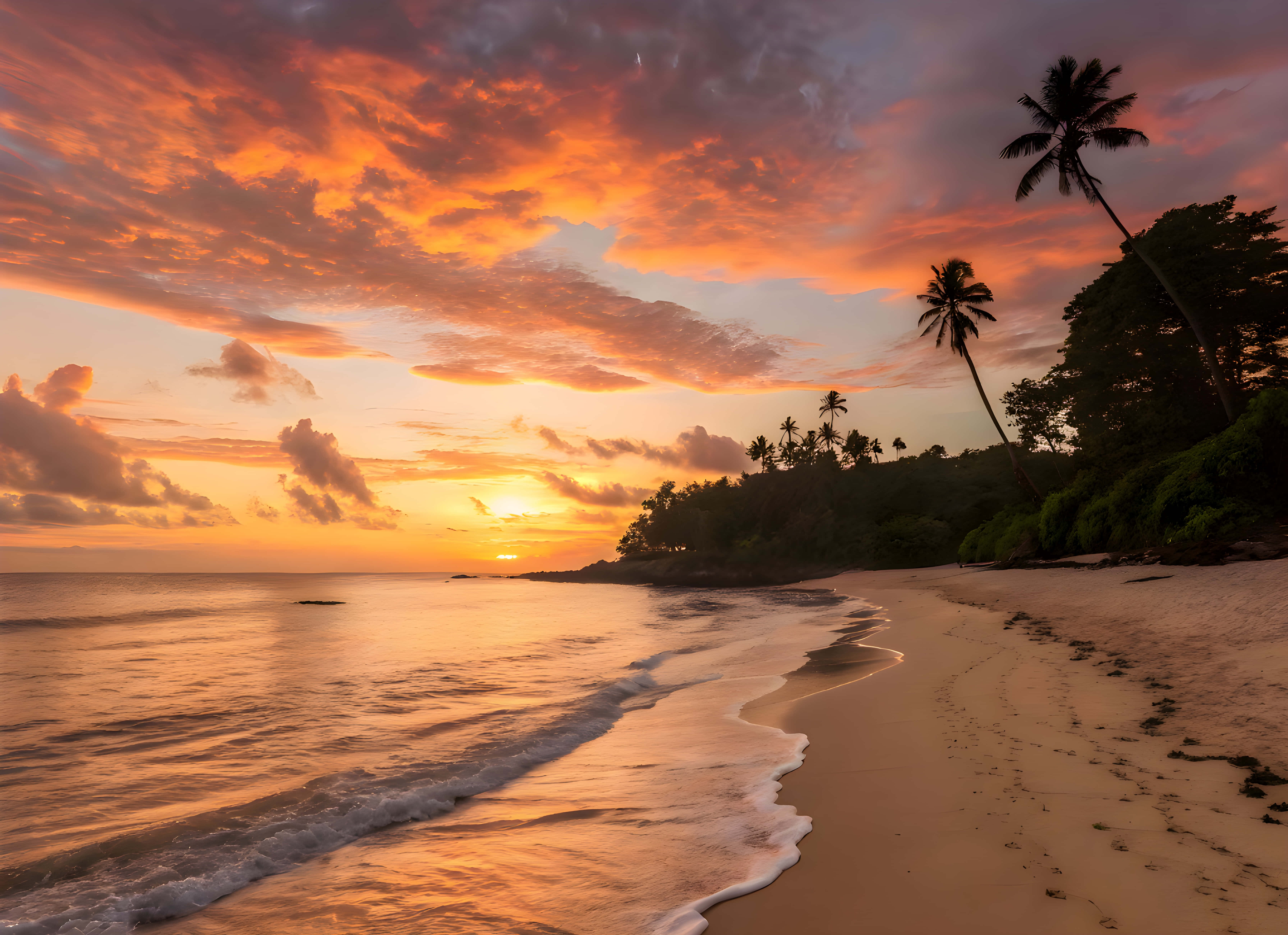Solnedgang ved stranden Wallpapers