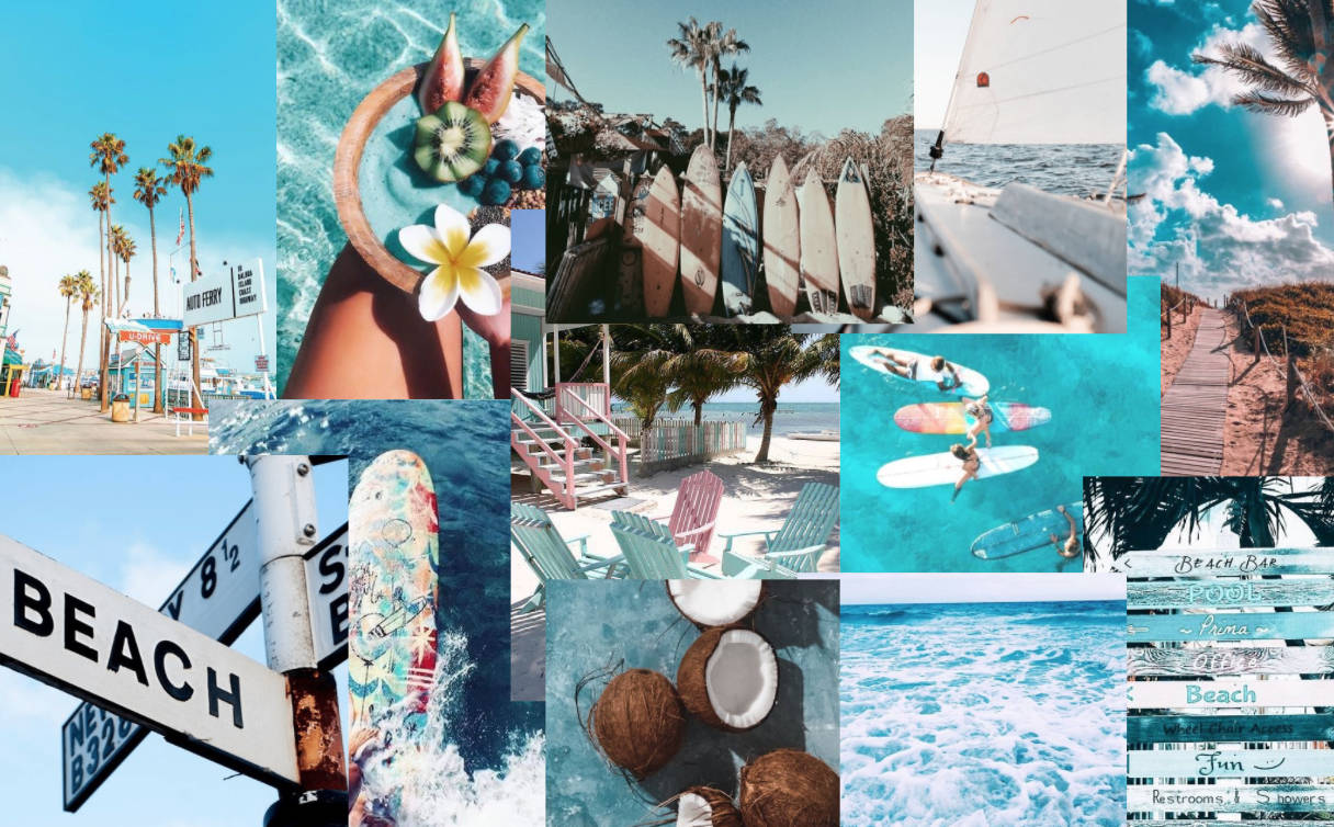 Sommeræstetisk strandcollage Wallpapers