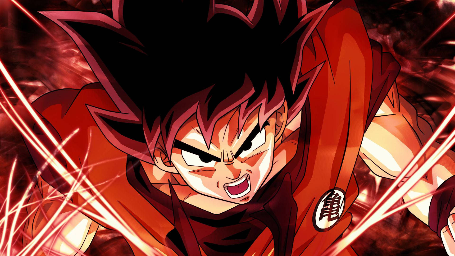 Wallpaper af Son Goku i rødt — Goku Wallpapers