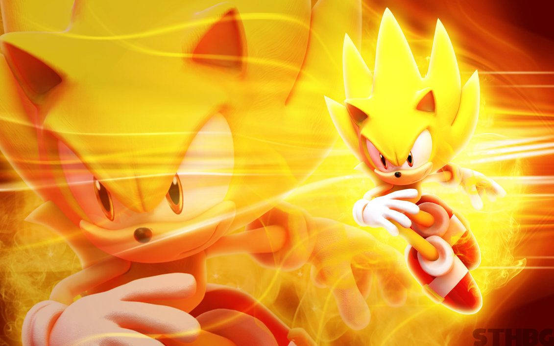 Wallpaper af Super Sonic, der bevæger sig hurtigere end lyset. — Sonic Wallpapers