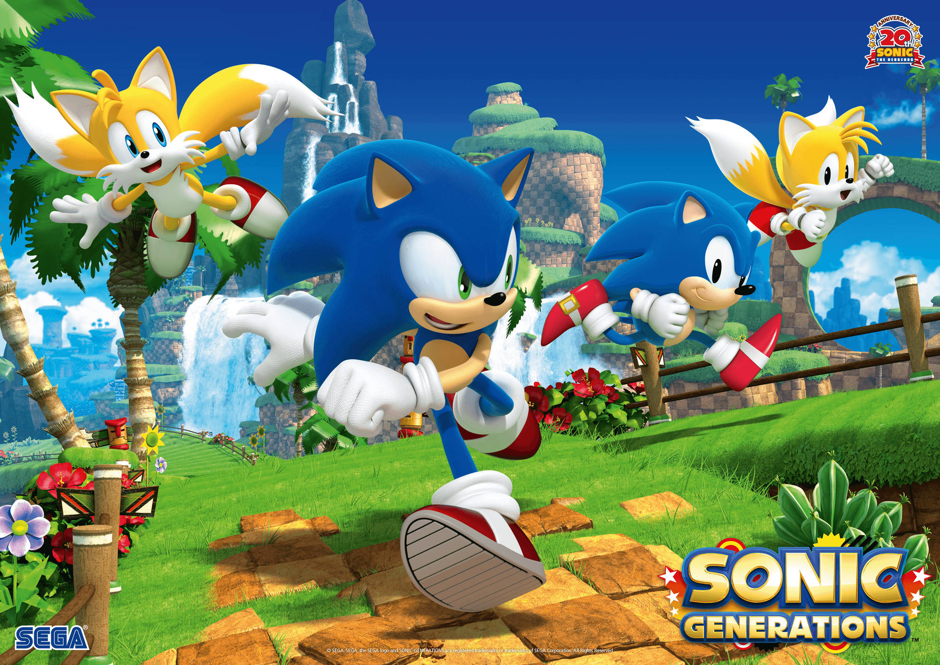 Baggrundsbillede af Sonic og Tails fra spillet Sonic Generations. — Sonic Wallpapers
