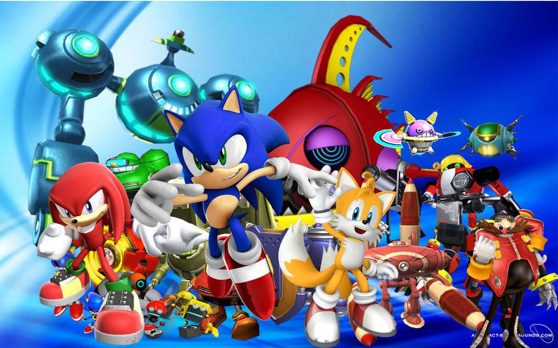 Wallpaper af Sonic med Tails og Knuckles fra Sonic Boom tv-serien. — Sonic Wallpapers