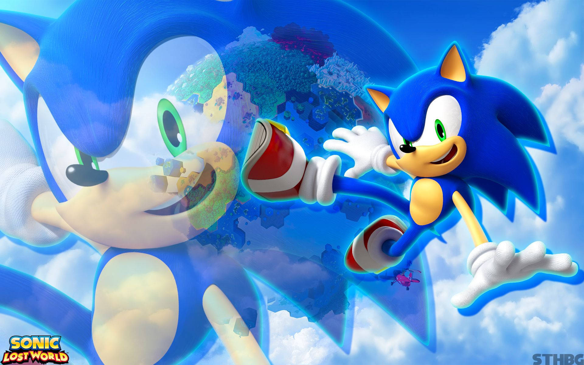 Wallpaper af den dynamiske blå pindsvin Sonic i Sonic Lost World spillet. — Sonic Wallpapers