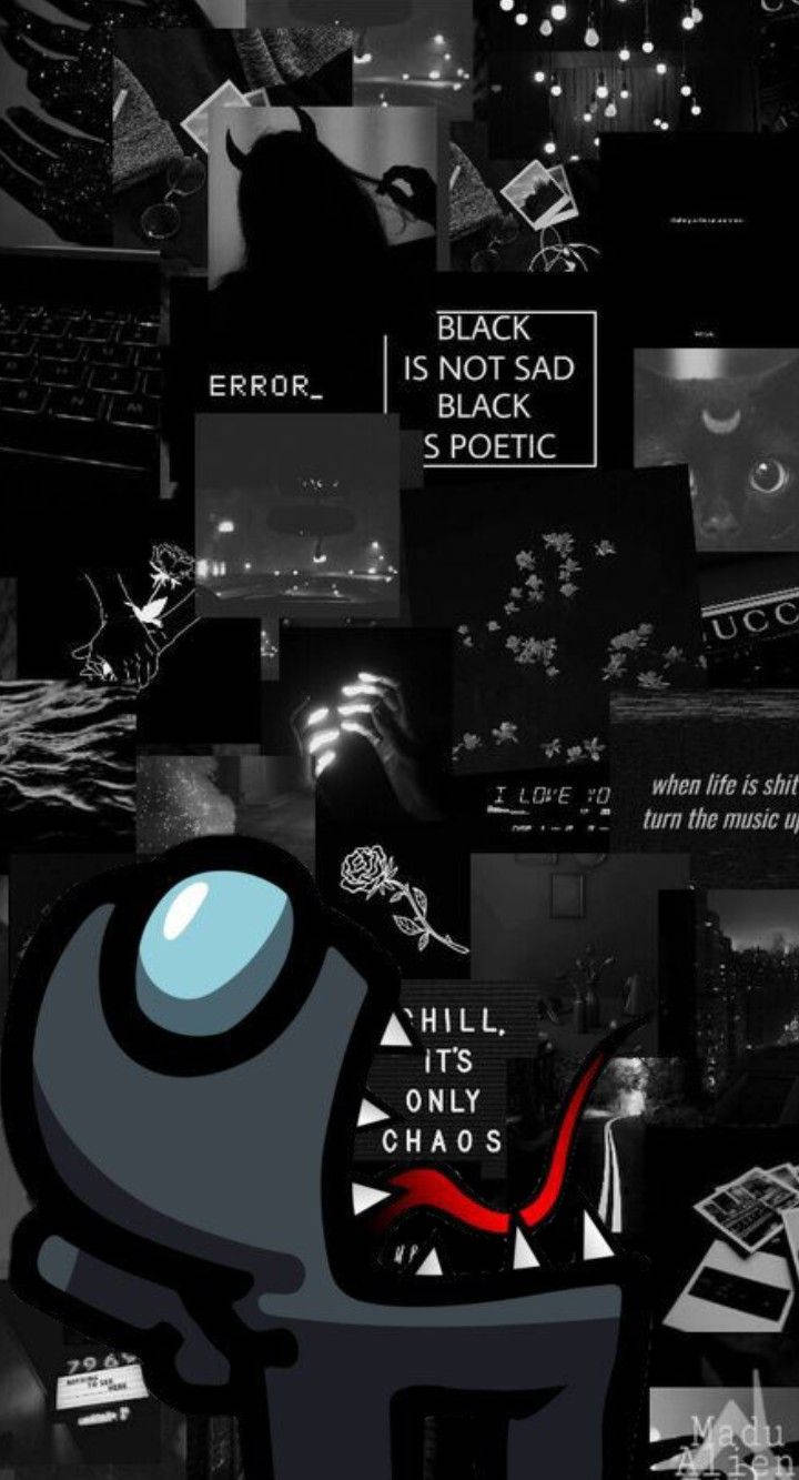 Sort Alien-Impostor fra Among US Wallpapers