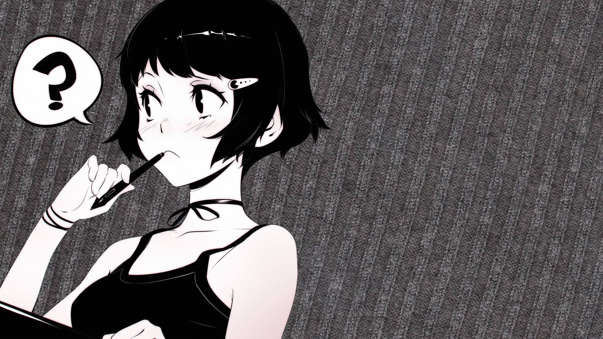 Sort animepige Wallpapers