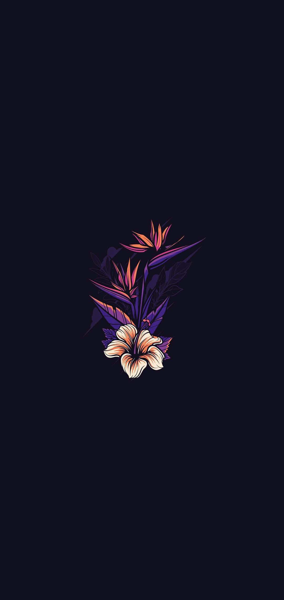 sort baggrund med en lilla blomst på Wallpapers