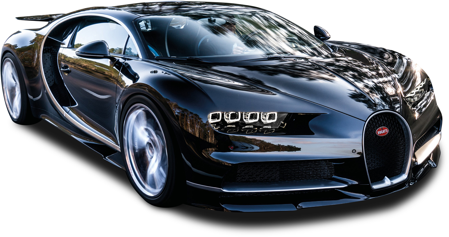 Sort Bugatti Chiron set fra siden Wallpapers