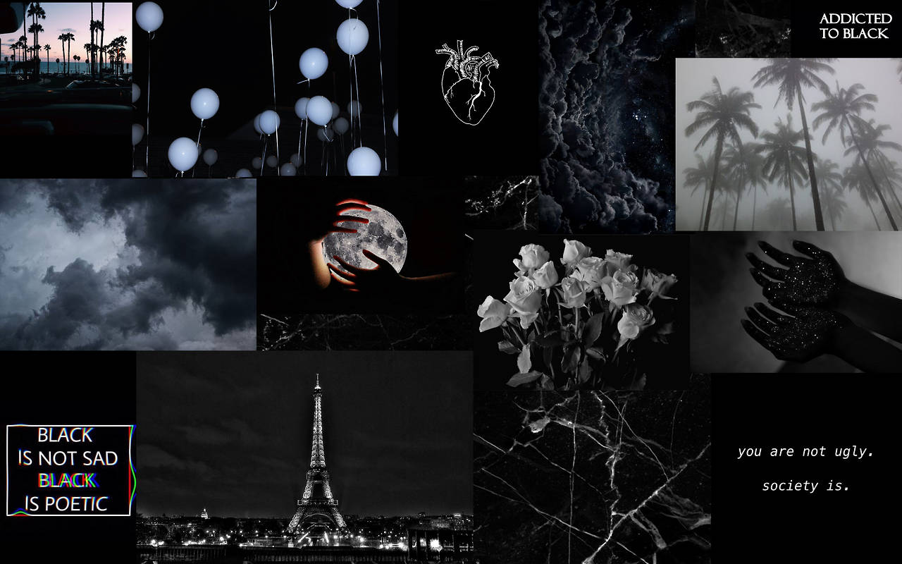 Sort collage fra Pinterest til bærbar Wallpapers