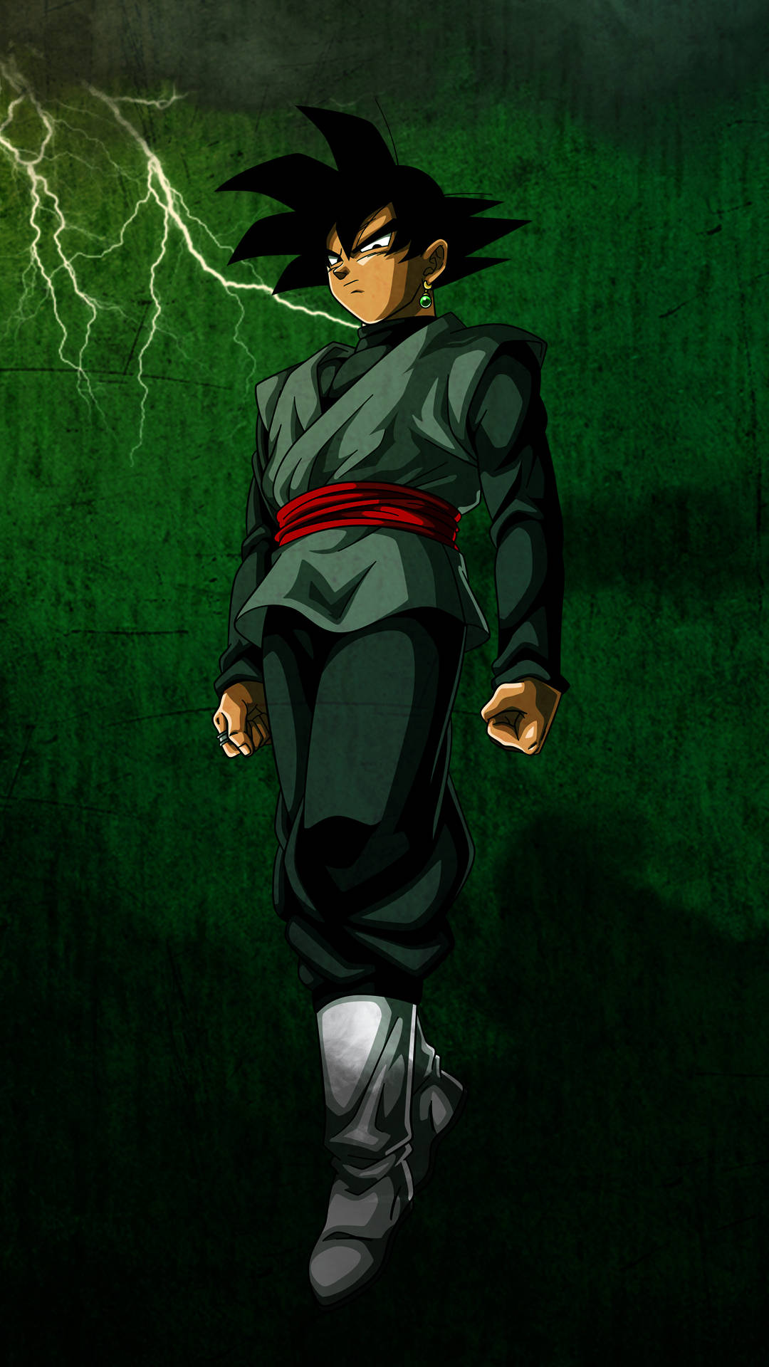 Sort Goku med grøn aura - Anime telefonbaggrund Wallpapers