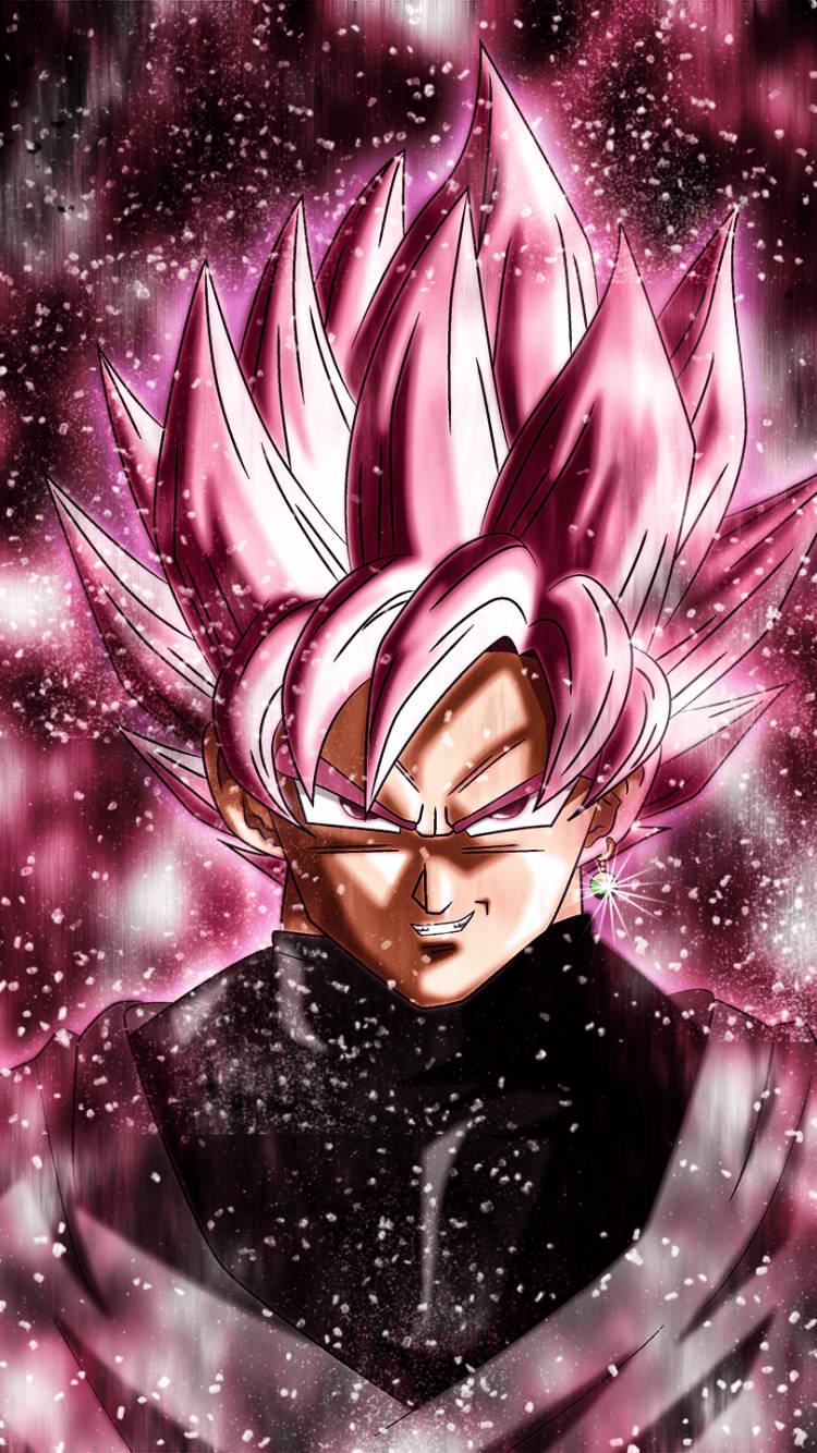 Sort Goku med lyserød glittermønster Wallpapers