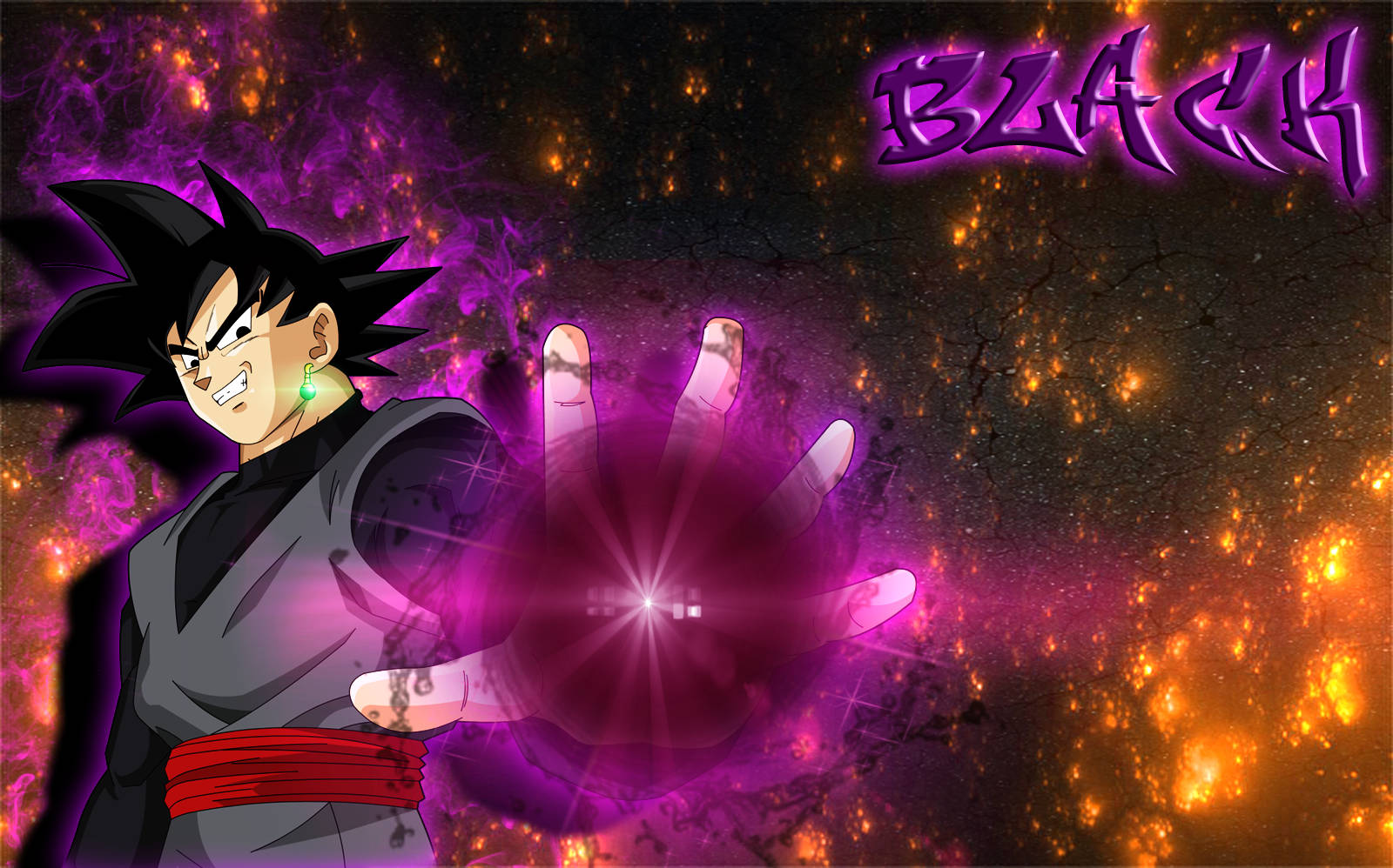 Sort Goku med mørkrosa kugle Wallpapers