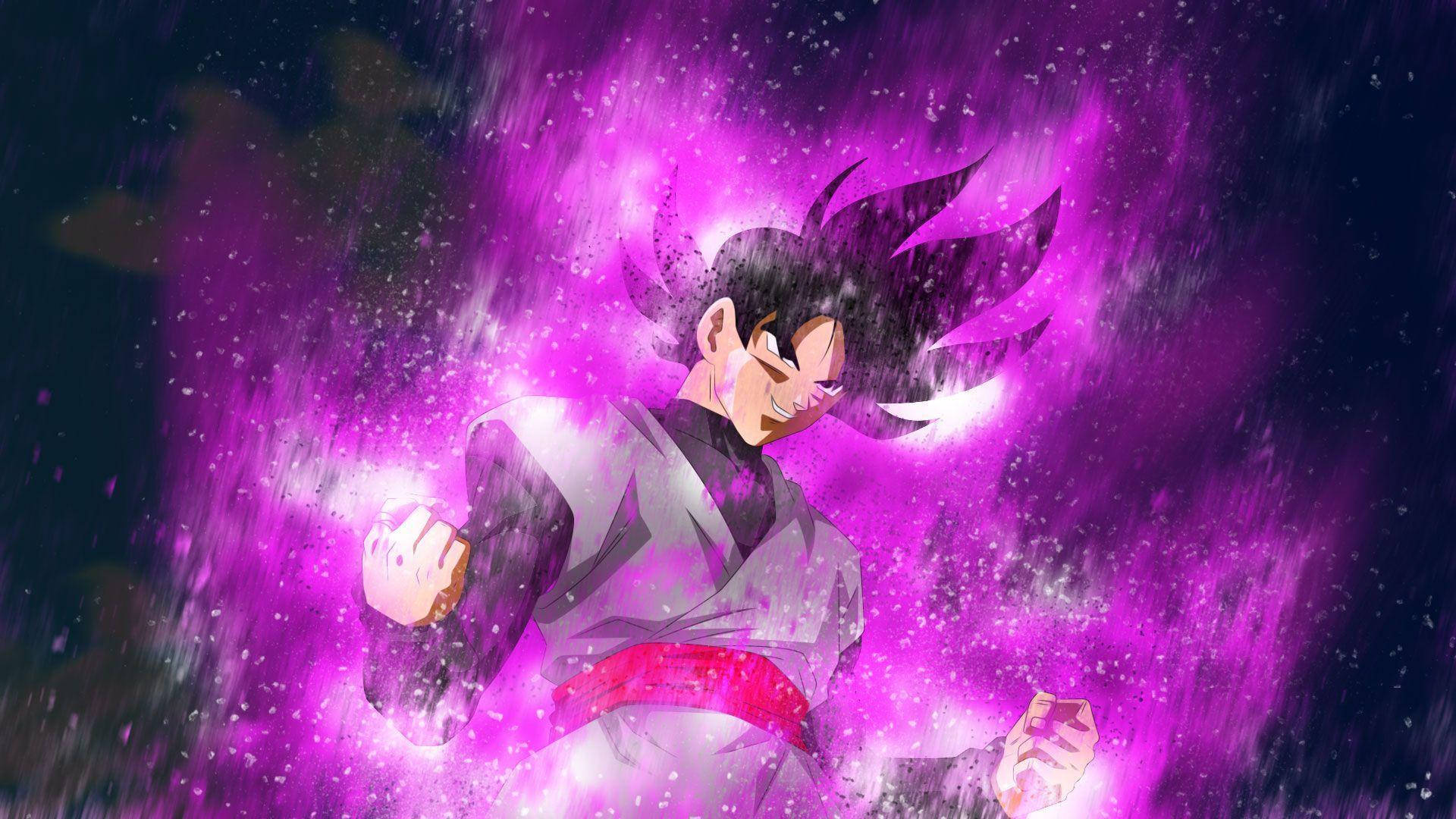 Sort Goku med varmrosa aura Wallpapers