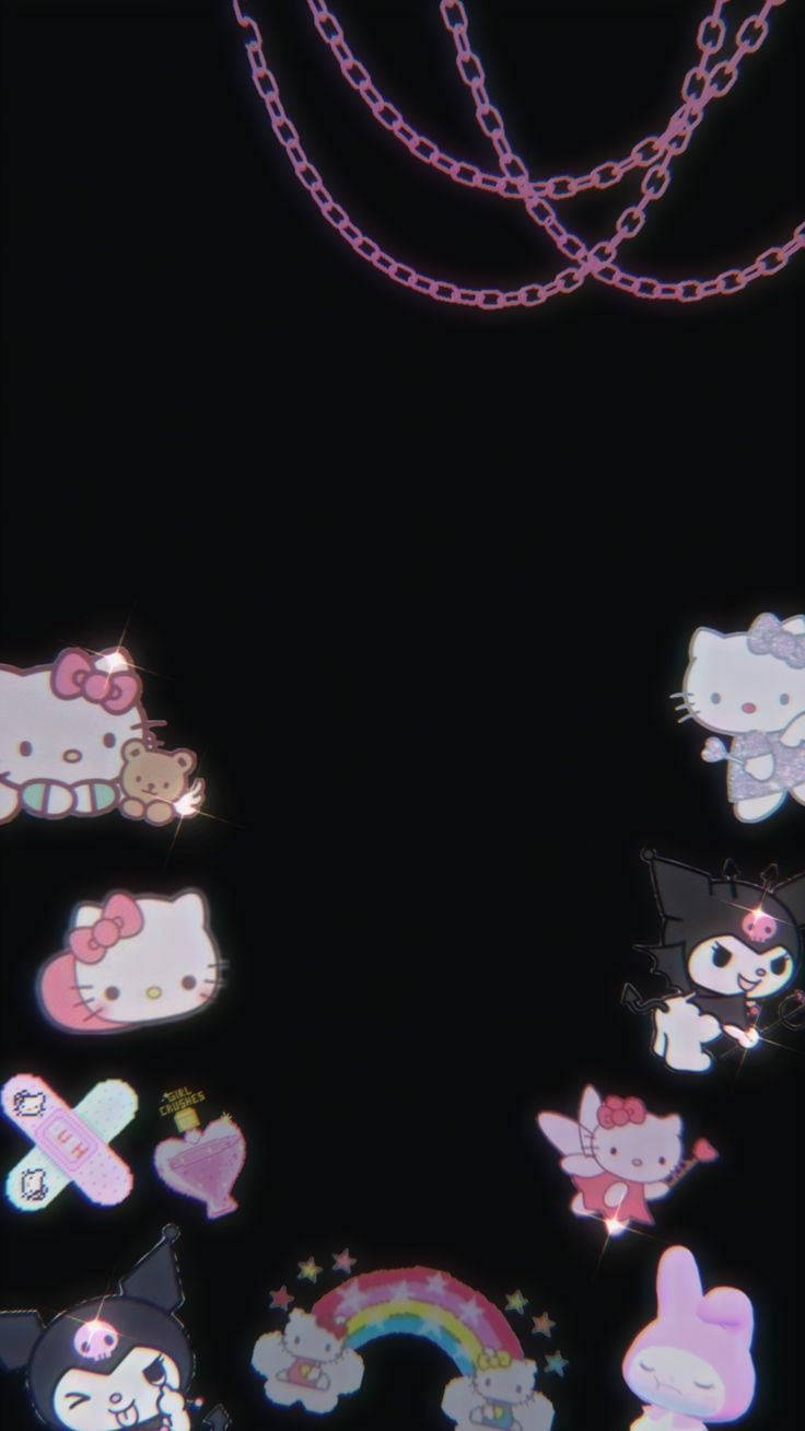 Sort Hello Kitty og Sanrio-figurer Wallpapers