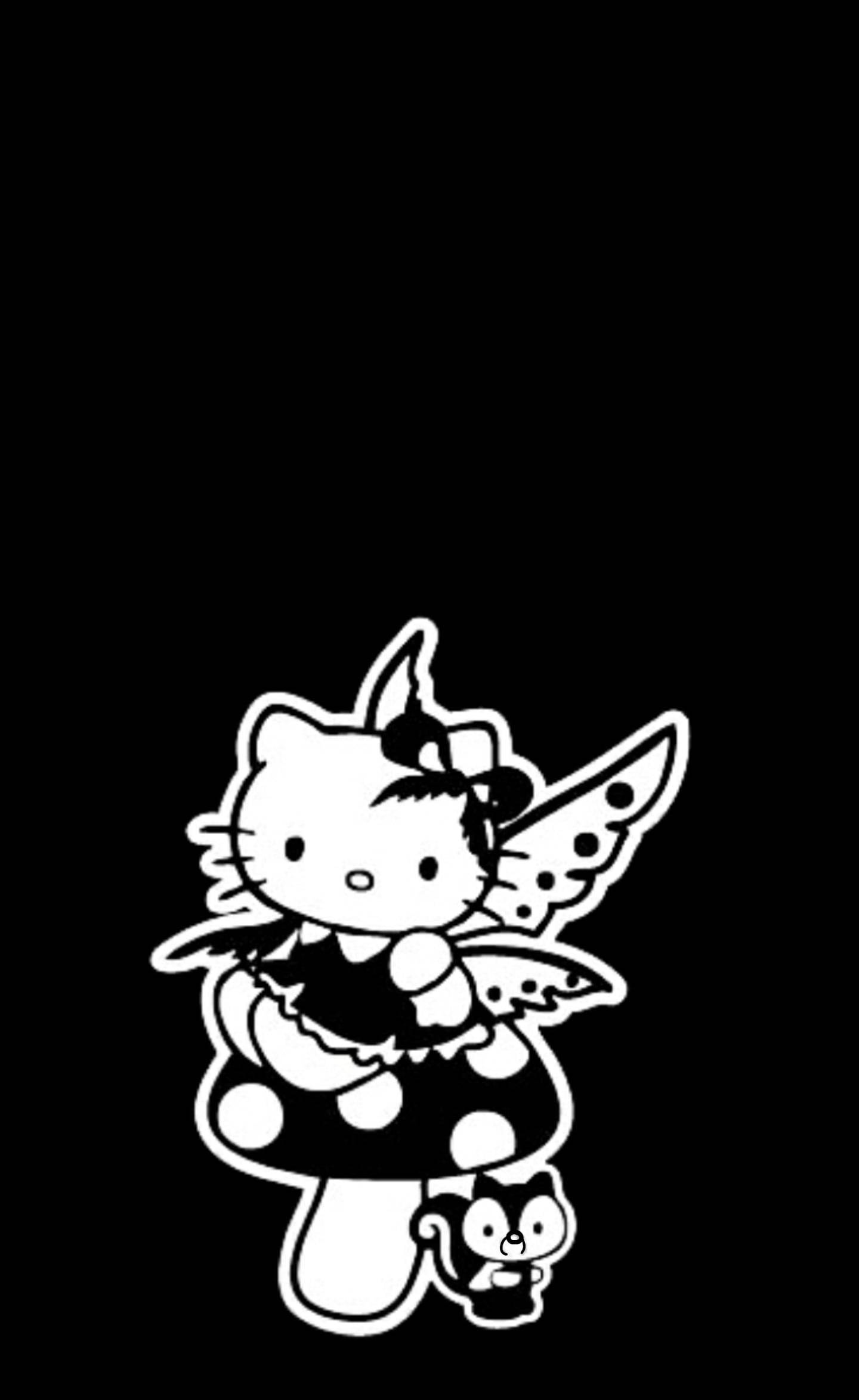 Sort Hello Kitty i fe-kostume Wallpapers