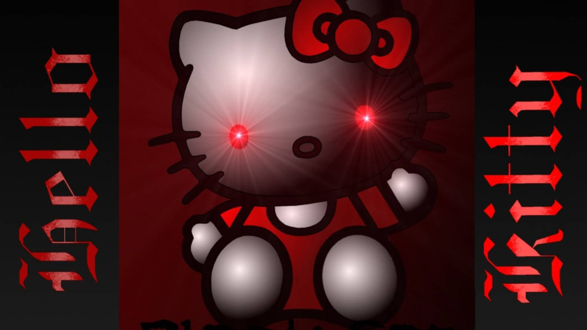 Sort Hello Kitty med røde øjne Wallpapers