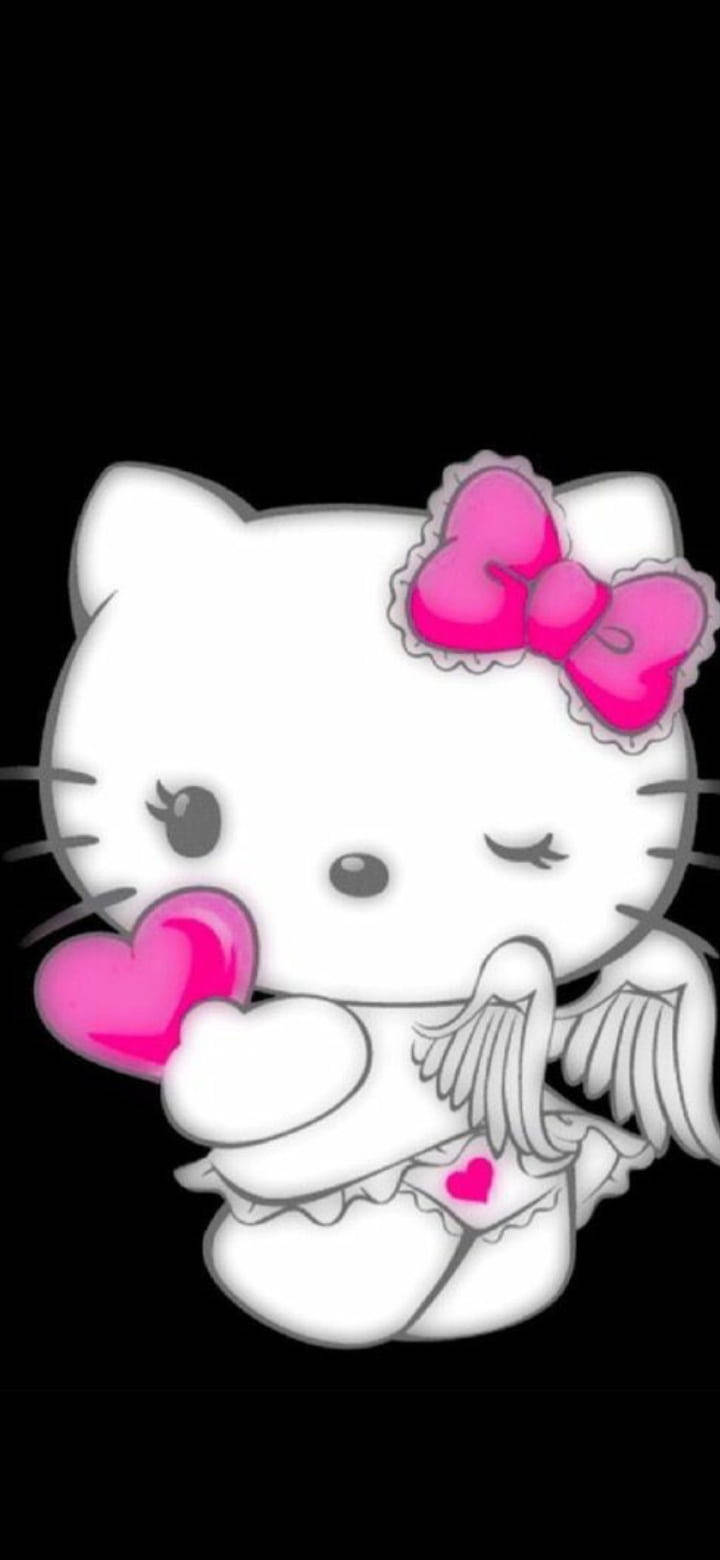 Sort Hello Kitty i englekostume Wallpapers