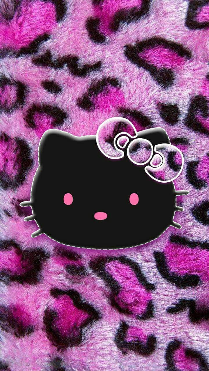 Sort Hello Kitty på dyreprint Wallpapers
