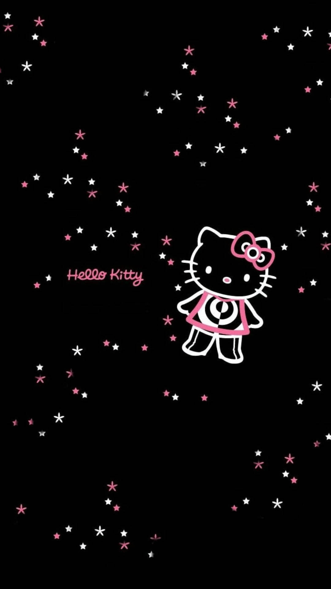 Sort Hello Kitty med stjerner Wallpapers