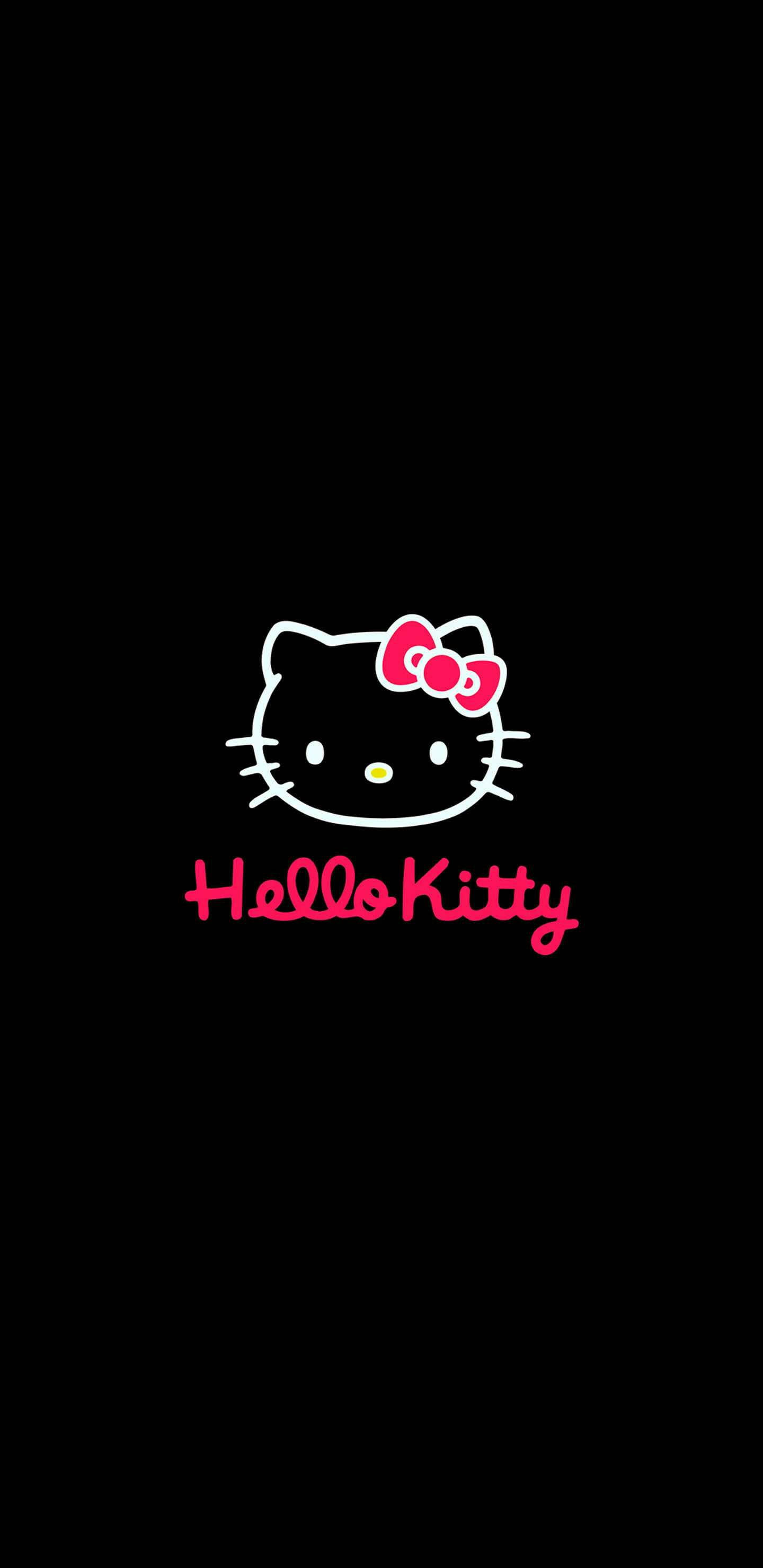 Sort Hello Kitty ansigtskontur Wallpapers