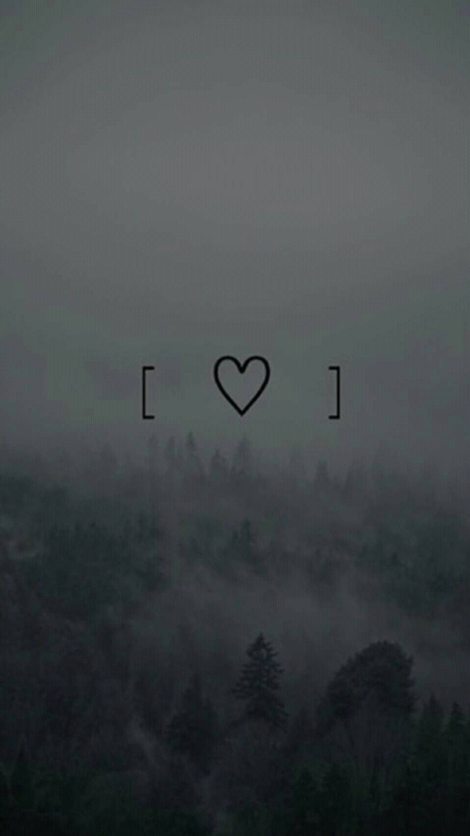 Sort hjerteomrids med parenteser indie telefon Wallpapers