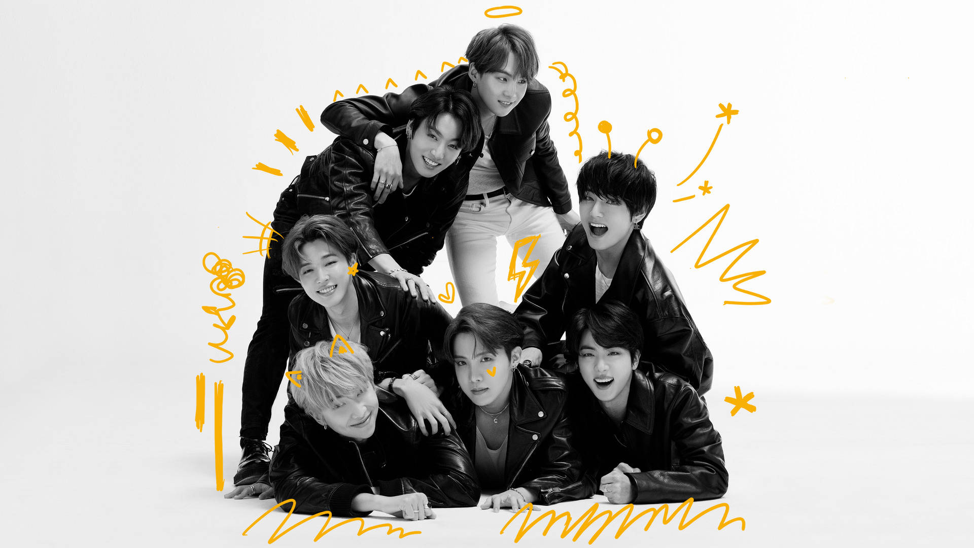 Sort-hvidt BTS-gruppebillede Wallpapers