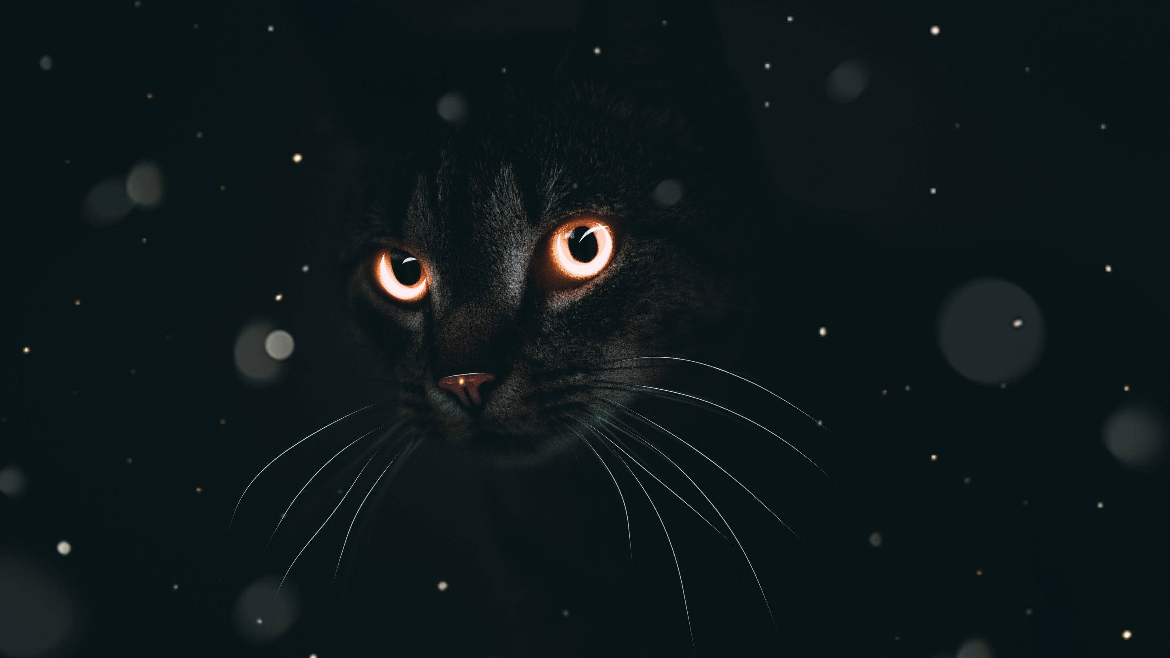 Sort kat i mørk tilstand Wallpapers