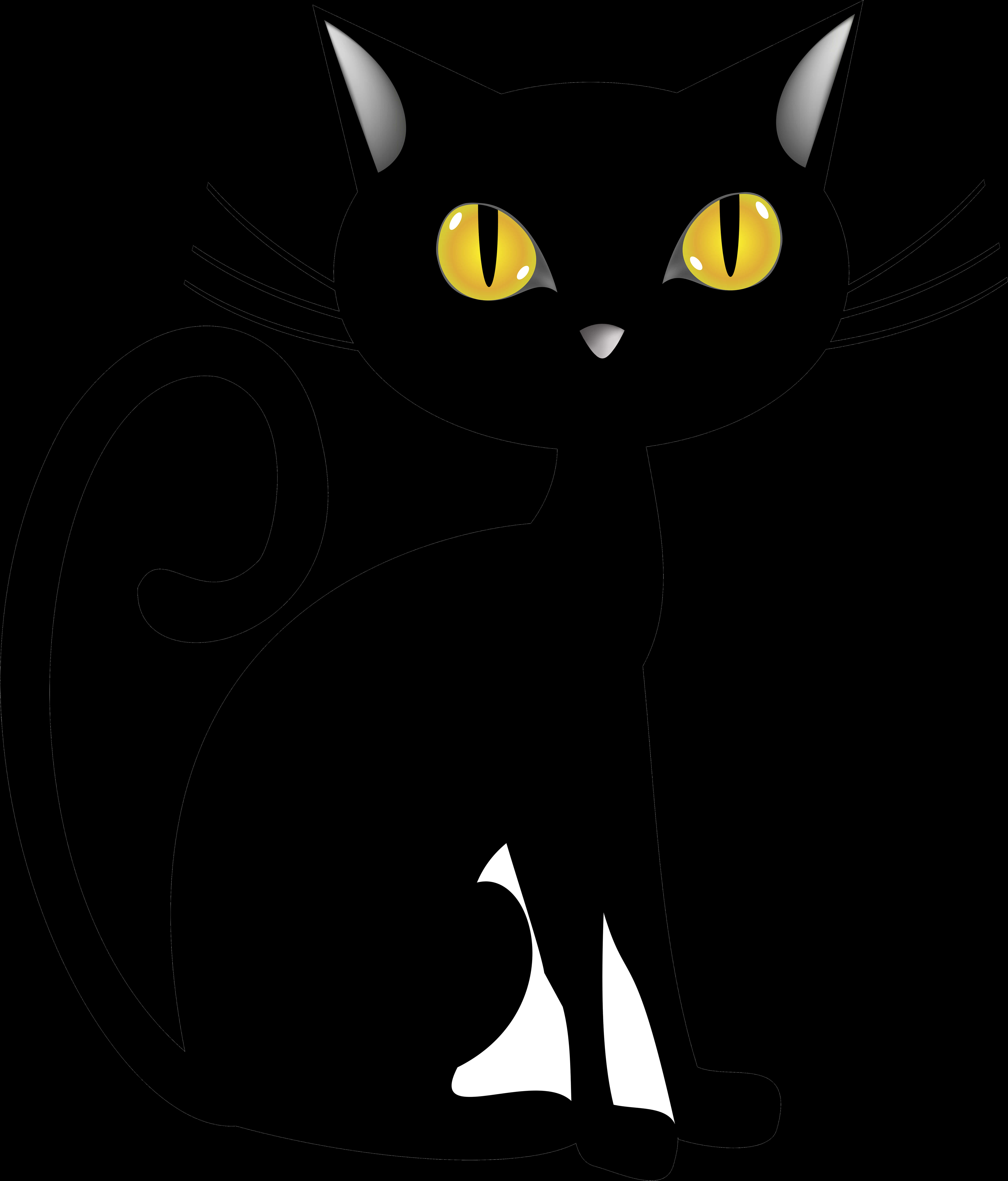 Sort kat med gule øjne illustration Wallpapers