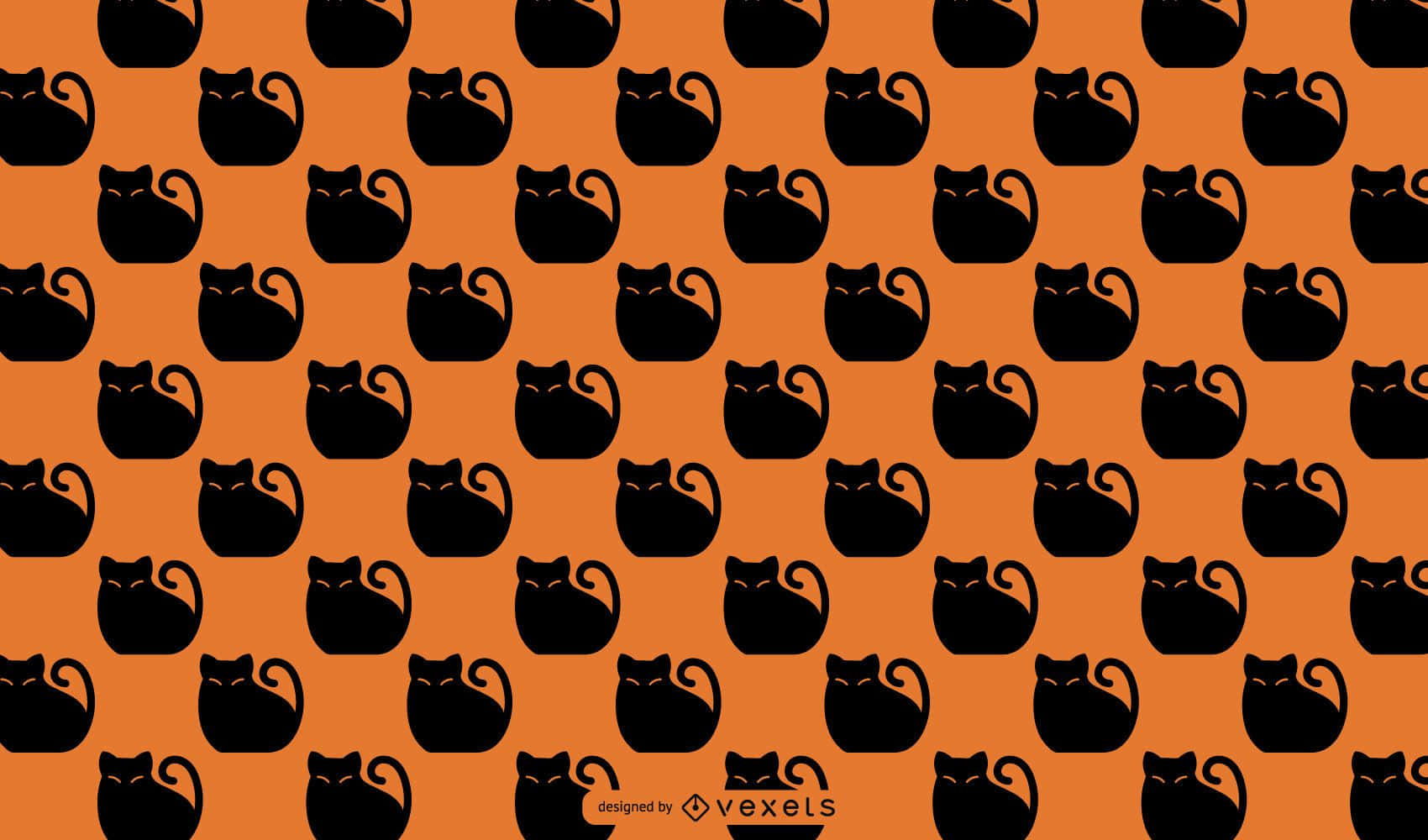 sort kat mønster på orange baggrund Wallpapers