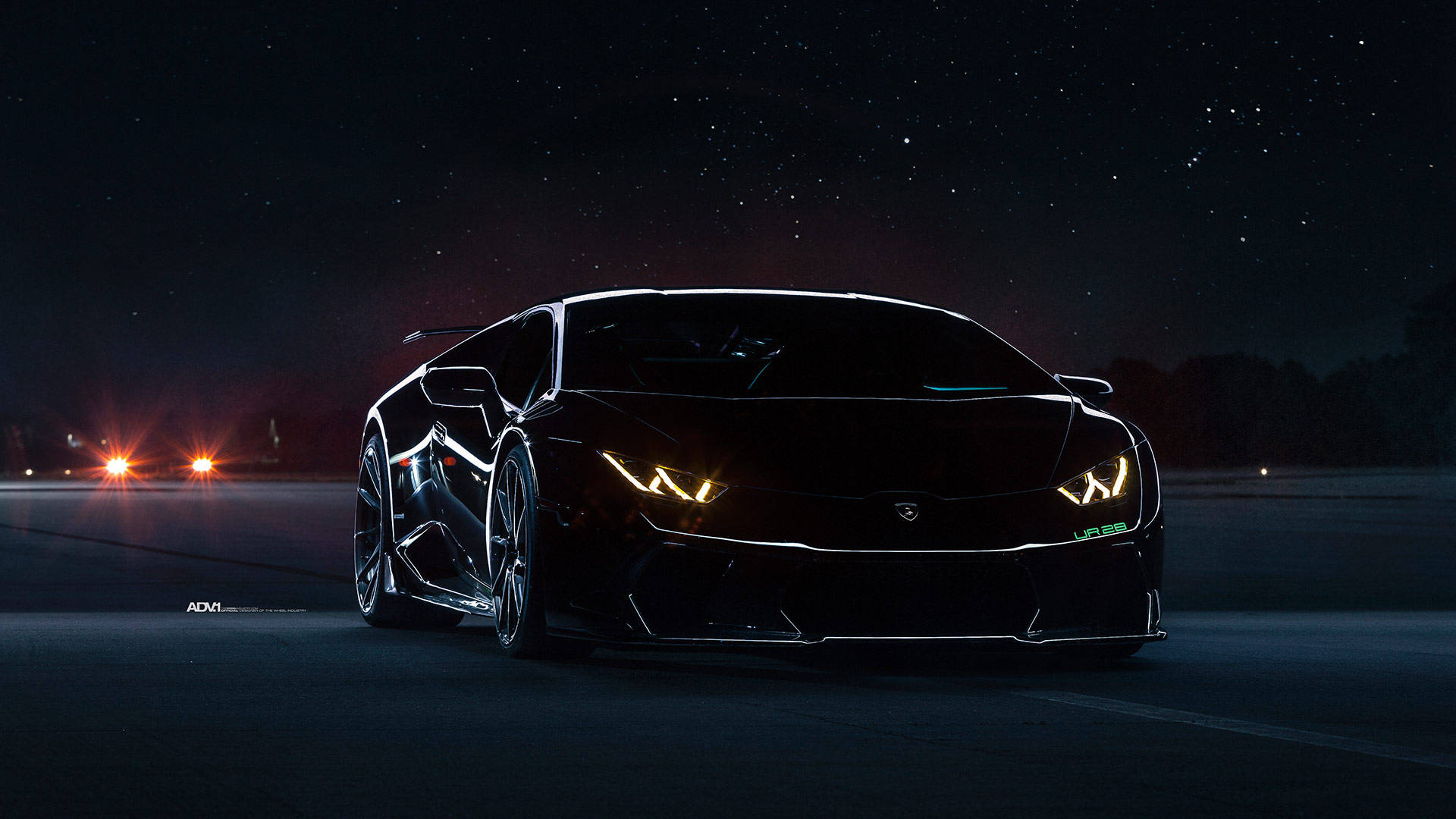 Sort Lamborghini om natten Wallpapers