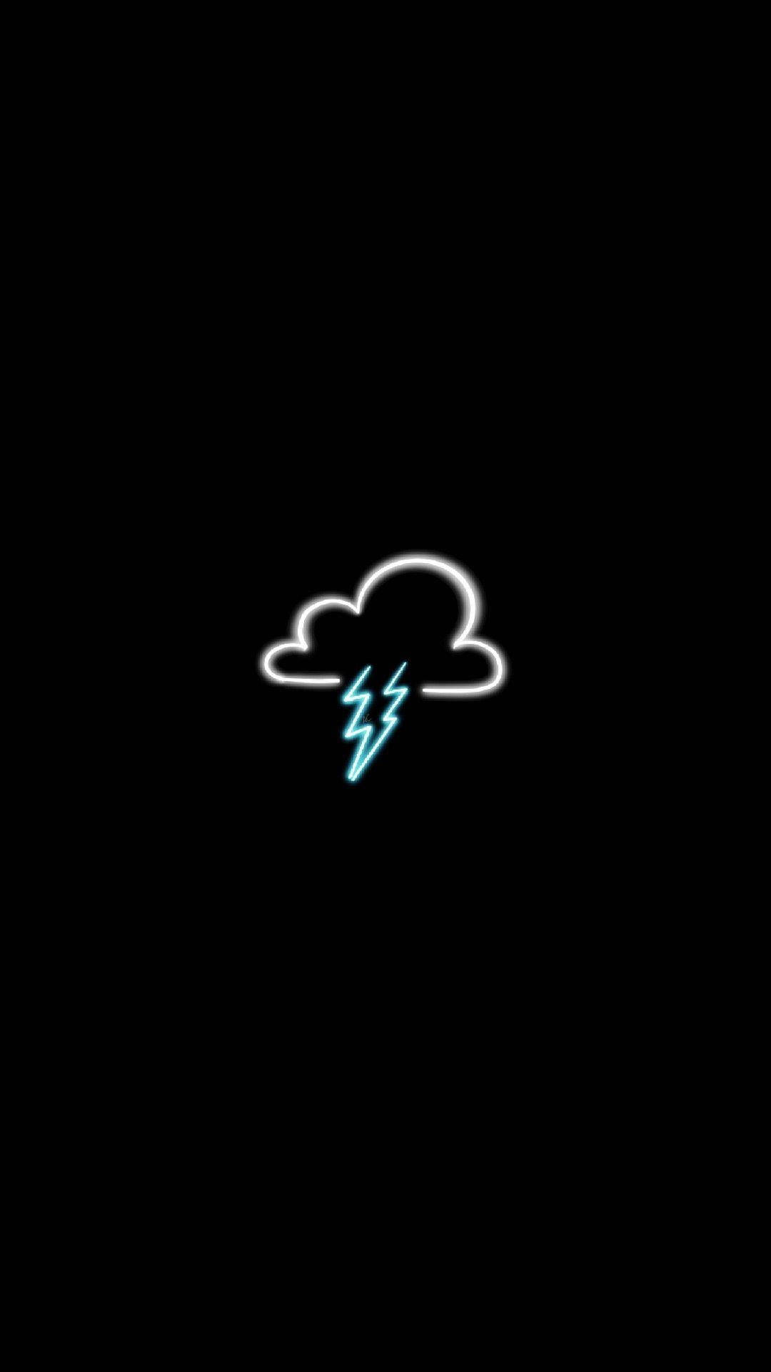 Sort neon-æstetik med sky og torden Wallpapers