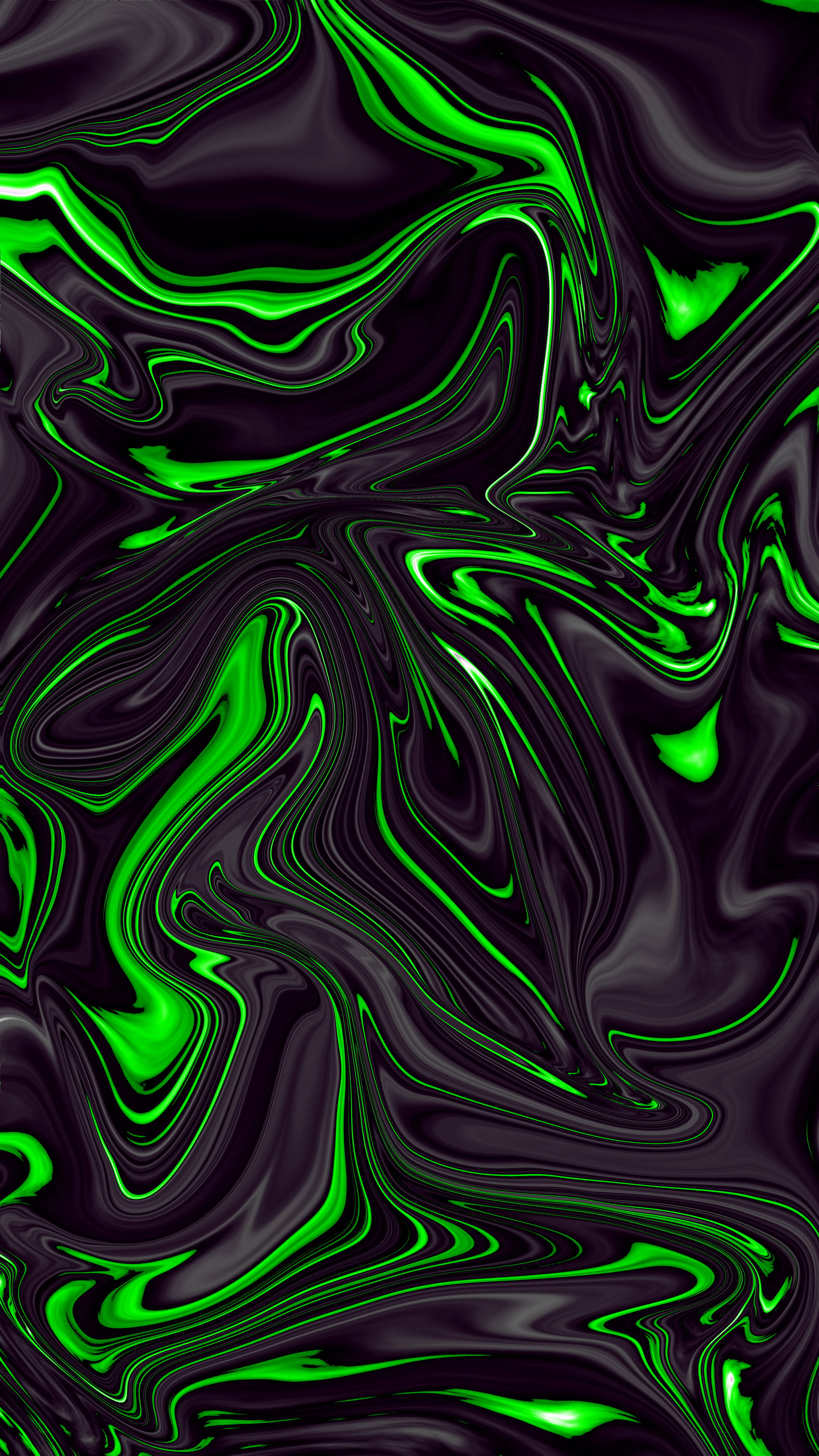 Sort og grøn abstrakt væske Wallpapers