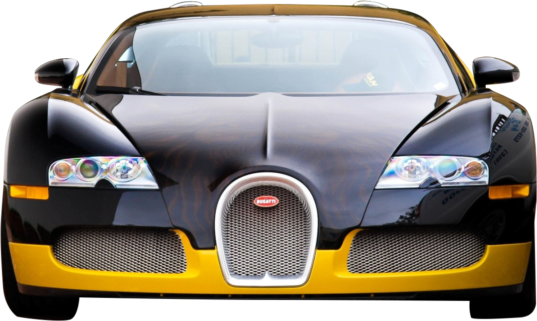 Sort og gul Bugatti Veyron forfra Wallpapers
