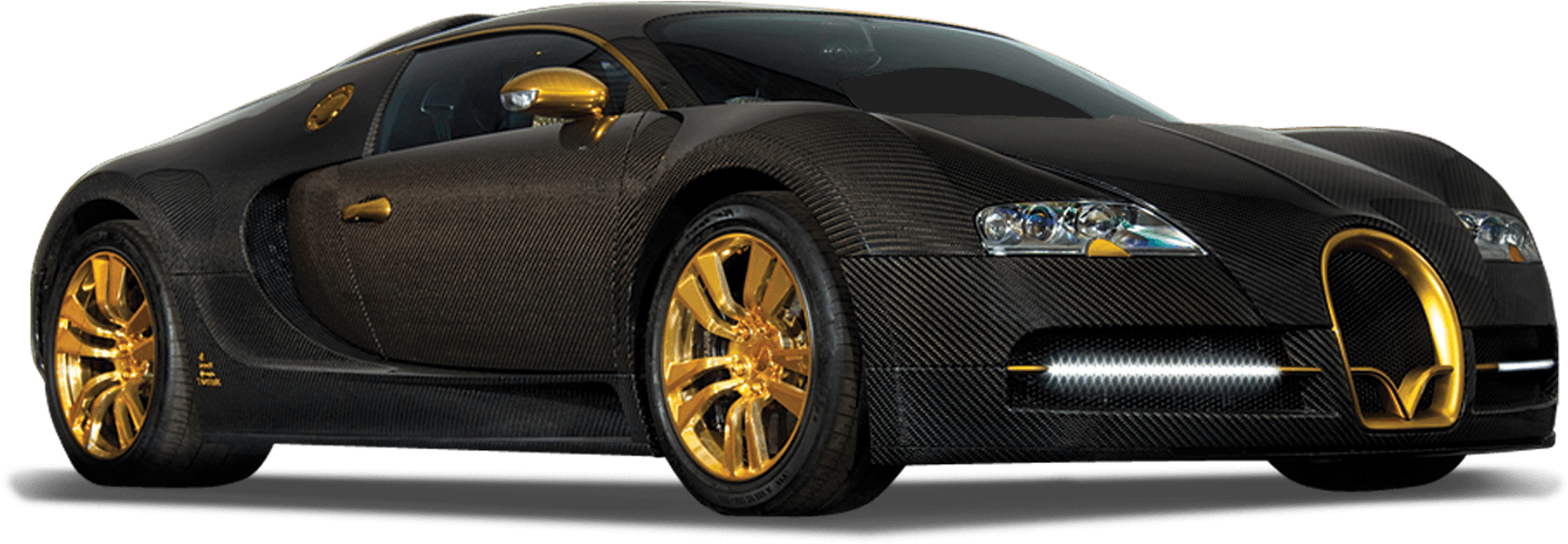 Sort og guld Bugatti Veyron set fra siden Wallpapers